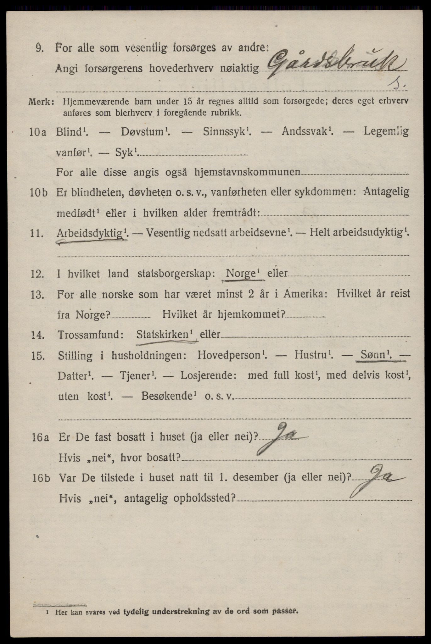 SAST, 1920 census for Sokndal, 1920, p. 4210