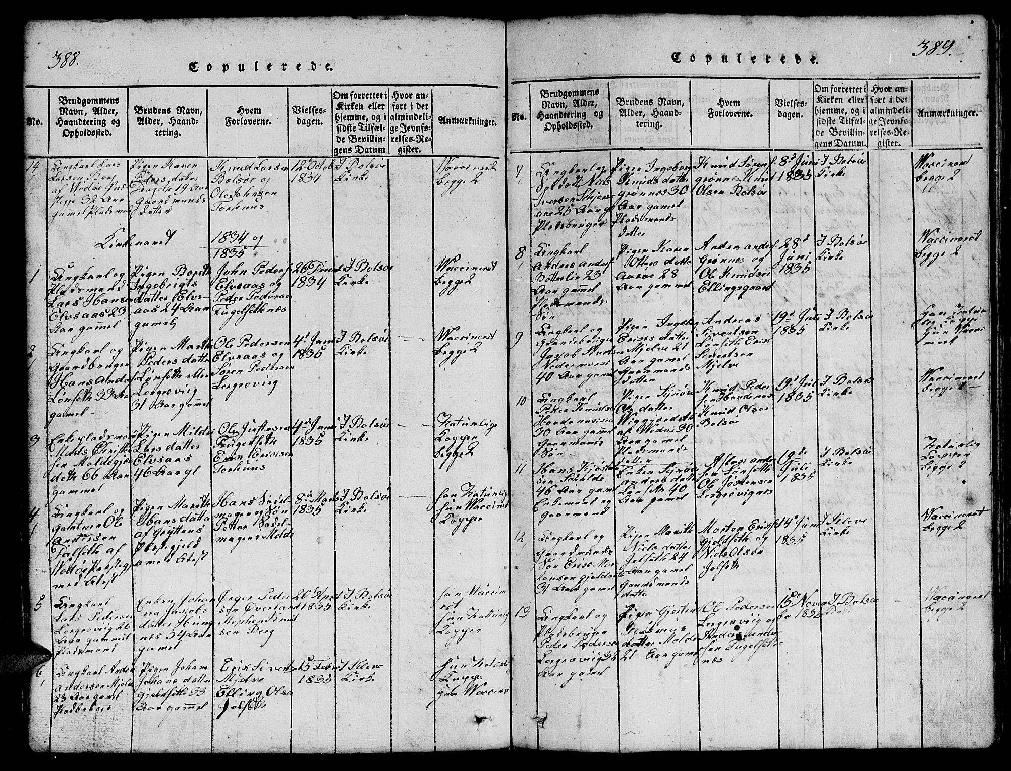 Ministerialprotokoller, klokkerbøker og fødselsregistre - Møre og Romsdal, SAT/A-1454/555/L0665: Parish register (copy) no. 555C01, 1818-1868, p. 388-389