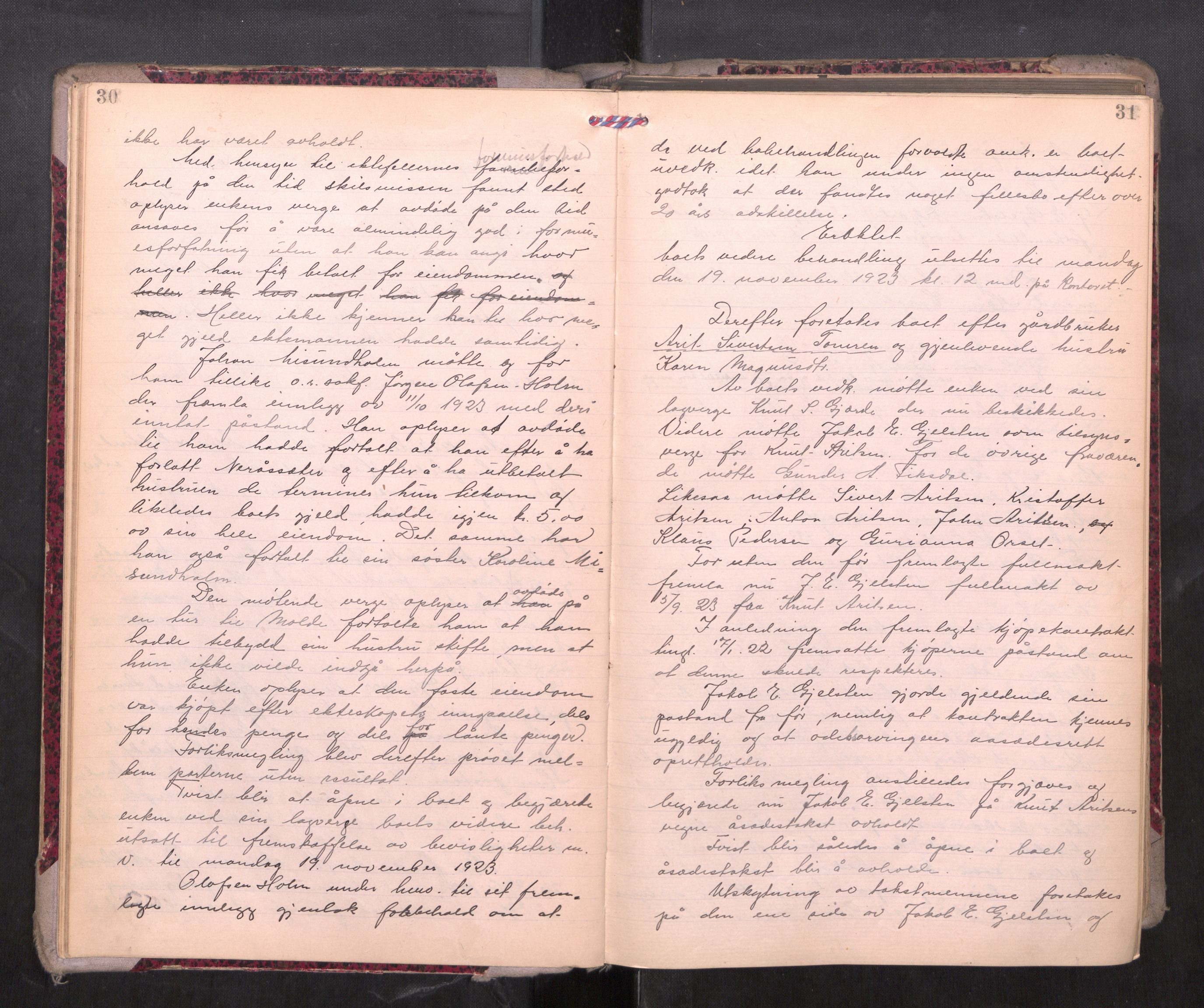 Romsdal sorenskriveri, AV/SAT-A-4149/1/3/3B/L0010: Skiftebehandlingsprotokoll, 1923-1925, p. 30-31