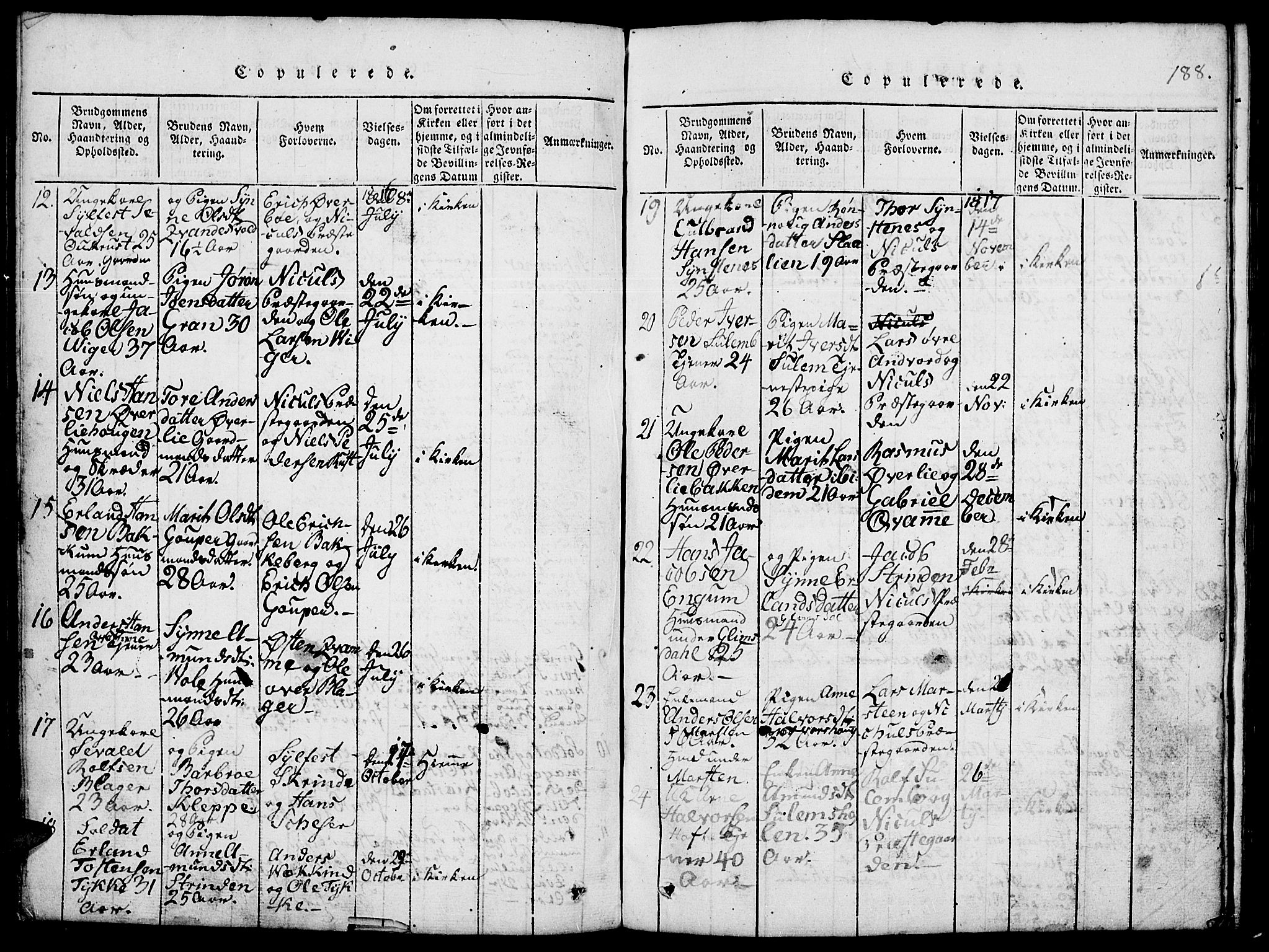 Lom prestekontor, SAH/PREST-070/L/L0001: Parish register (copy) no. 1, 1815-1836, p. 188