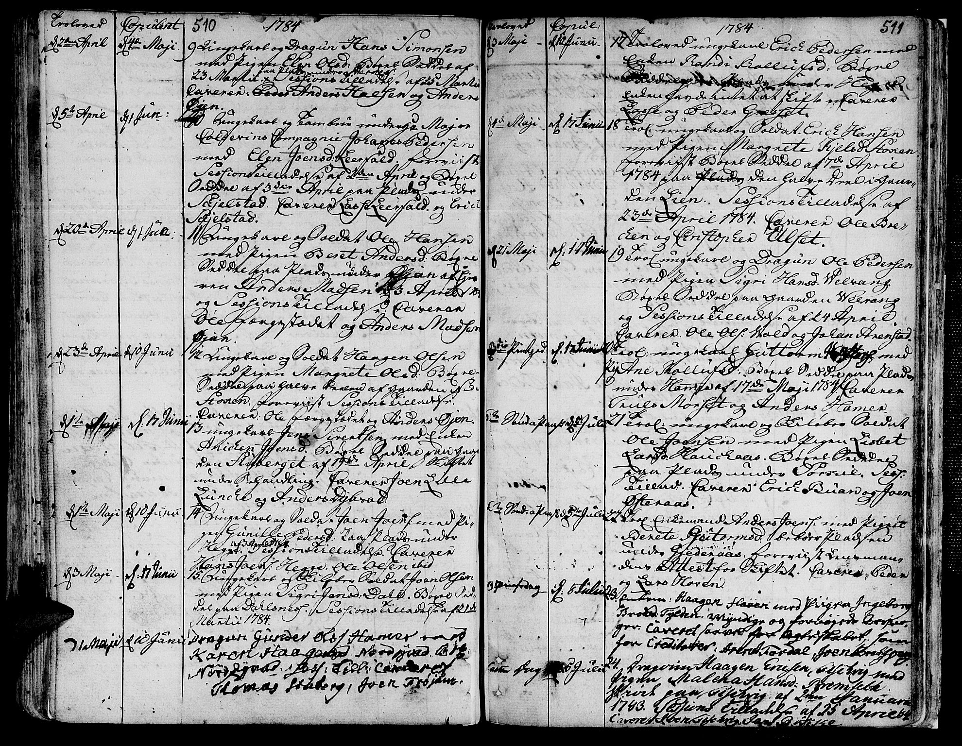 Ministerialprotokoller, klokkerbøker og fødselsregistre - Nord-Trøndelag, SAT/A-1458/709/L0059: Parish register (official) no. 709A06, 1781-1797, p. 510-511
