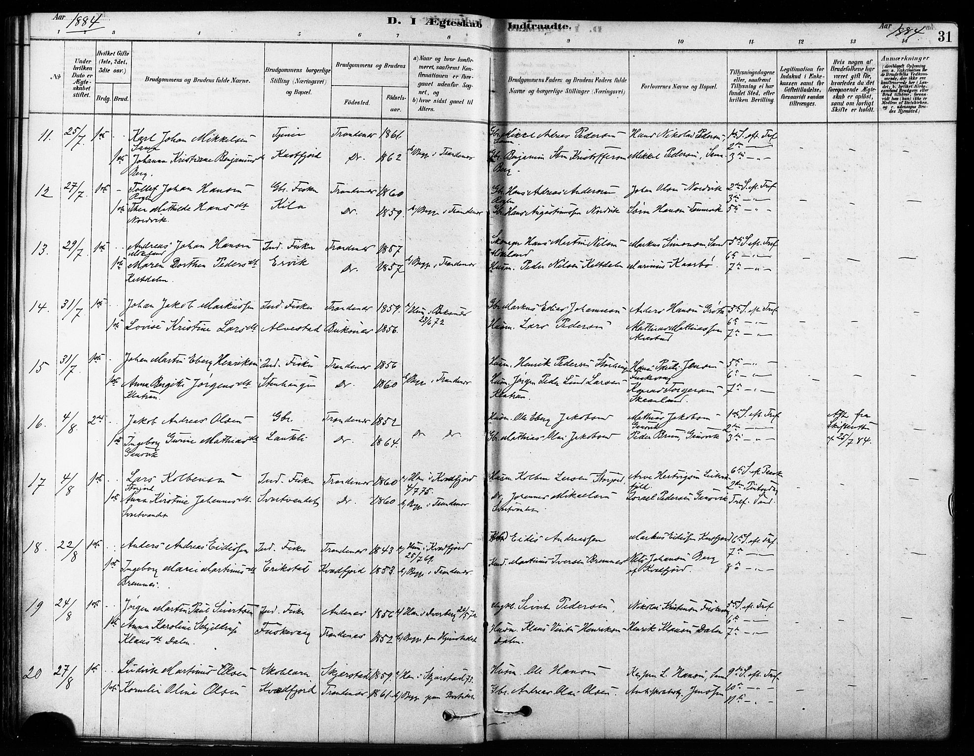 Trondenes sokneprestkontor, SATØ/S-1319/H/Ha/L0015kirke: Parish register (official) no. 15, 1878-1889, p. 31