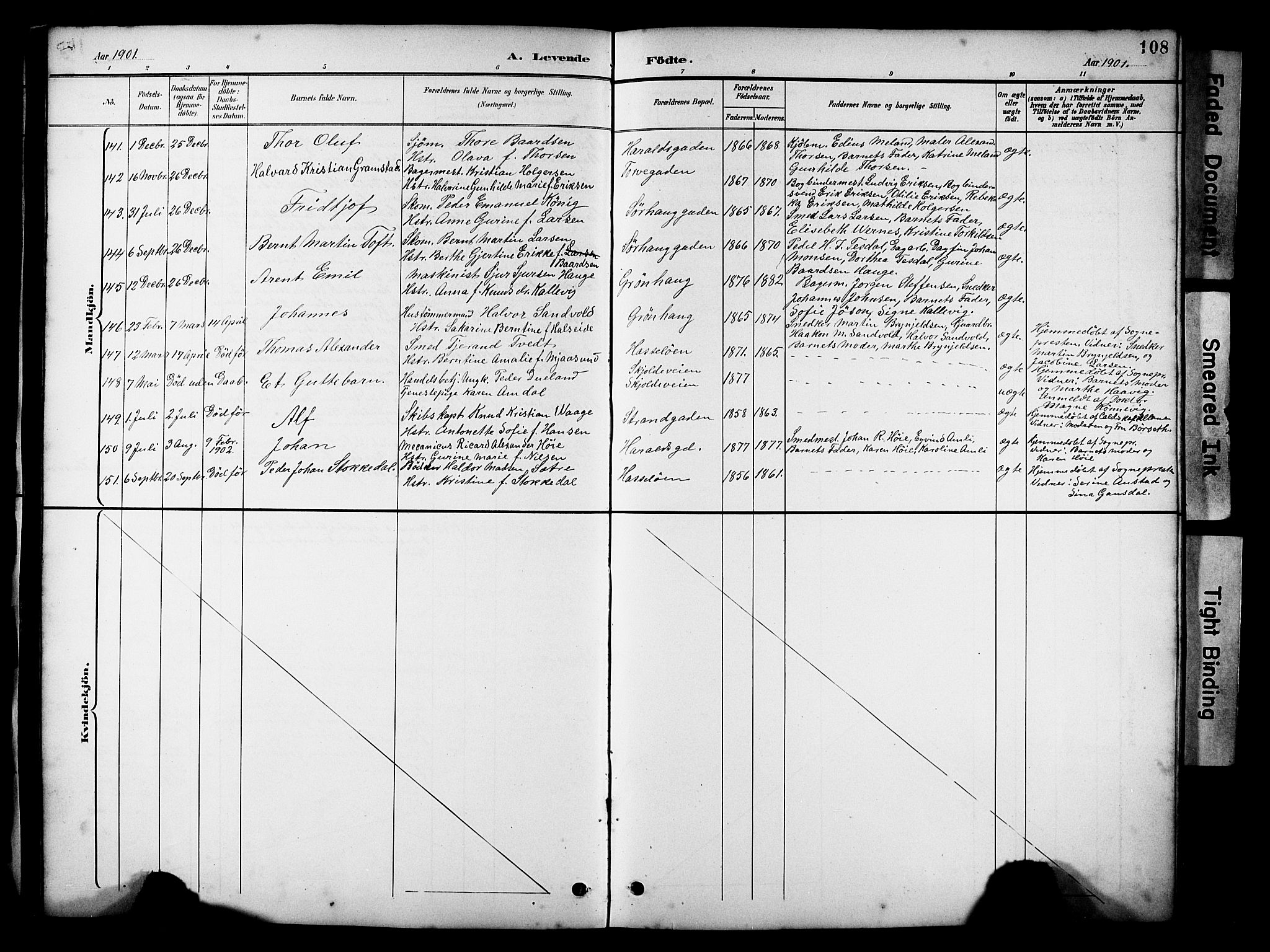 Haugesund sokneprestkontor, AV/SAST-A -101863/H/Ha/Hab/L0005: Parish register (copy) no. B 5, 1894-1908, p. 108