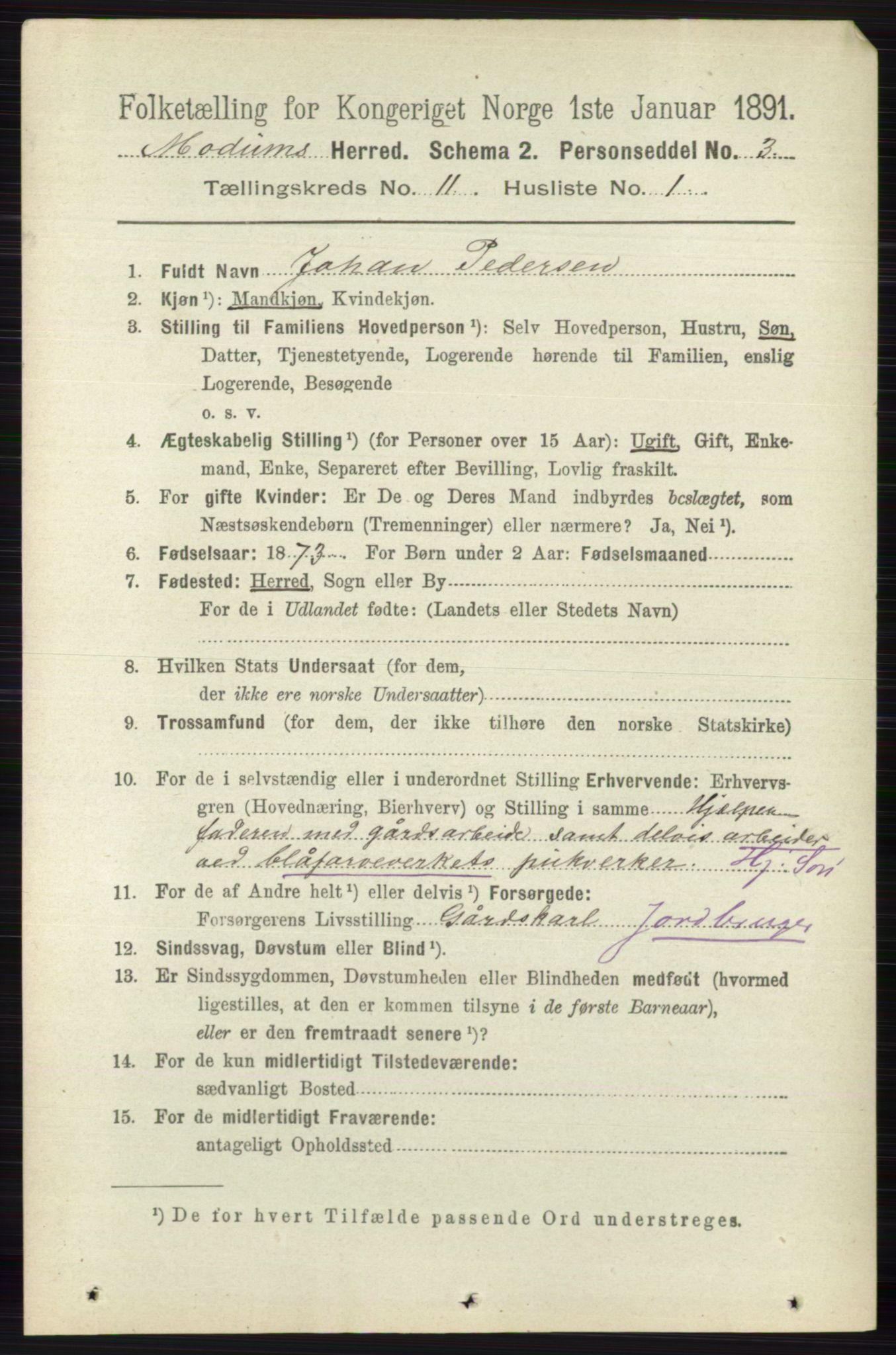 RA, 1891 census for 0623 Modum, 1891, p. 4112