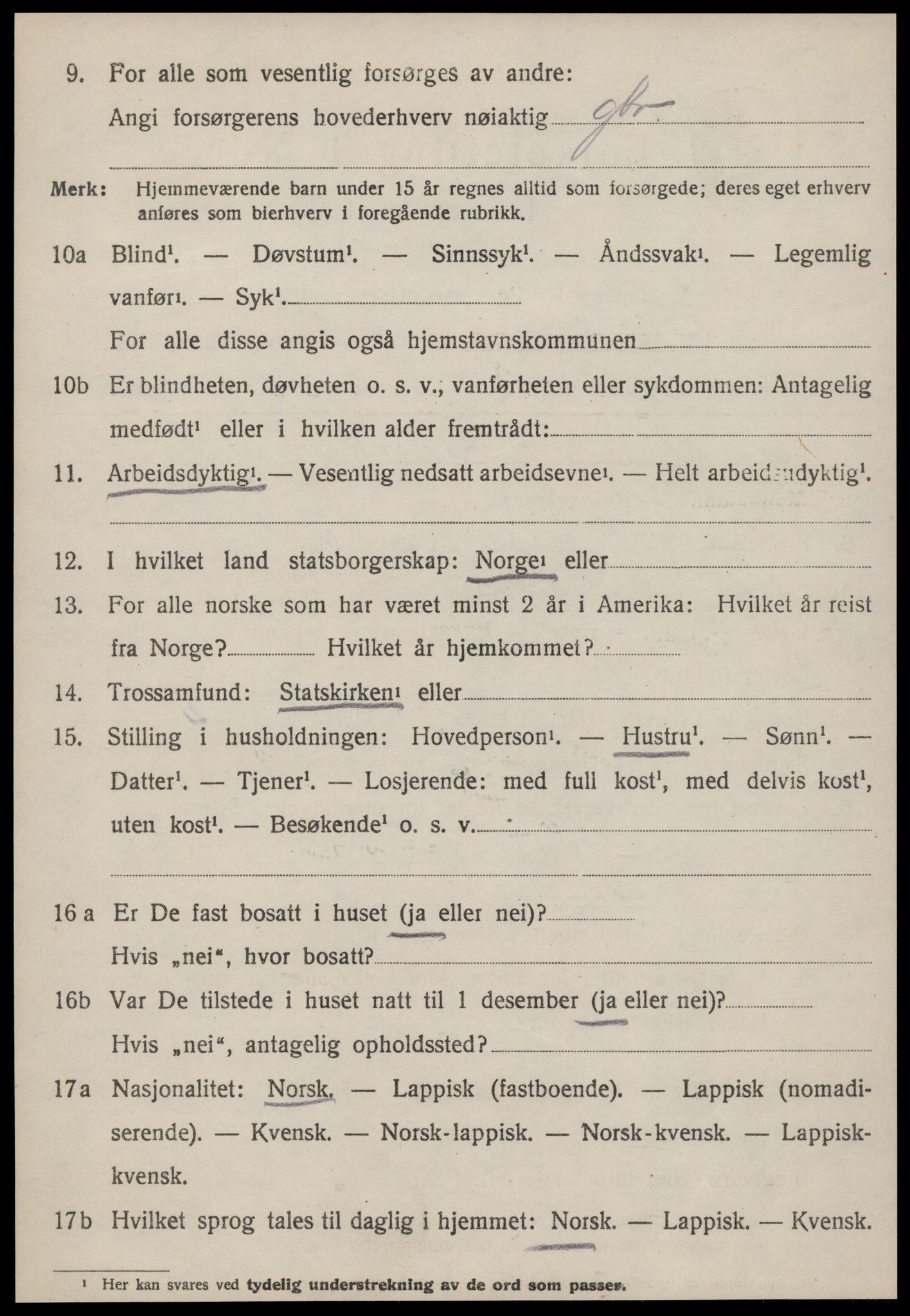 SAT, 1920 census for Lensvik, 1920, p. 667