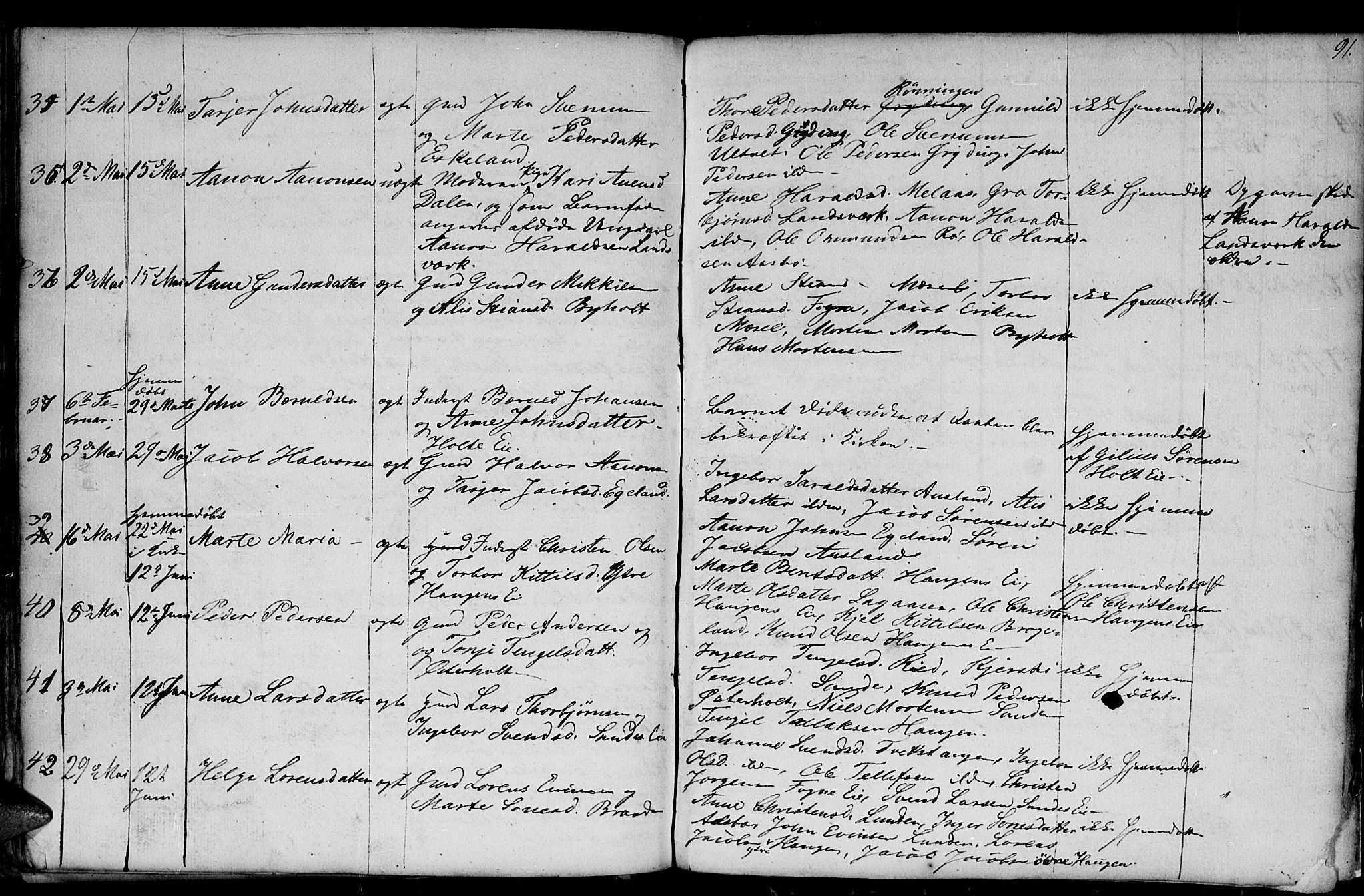 Gjerstad sokneprestkontor, AV/SAK-1111-0014/F/Fb/Fba/L0004: Parish register (copy) no. B 4, 1845-1853, p. 91