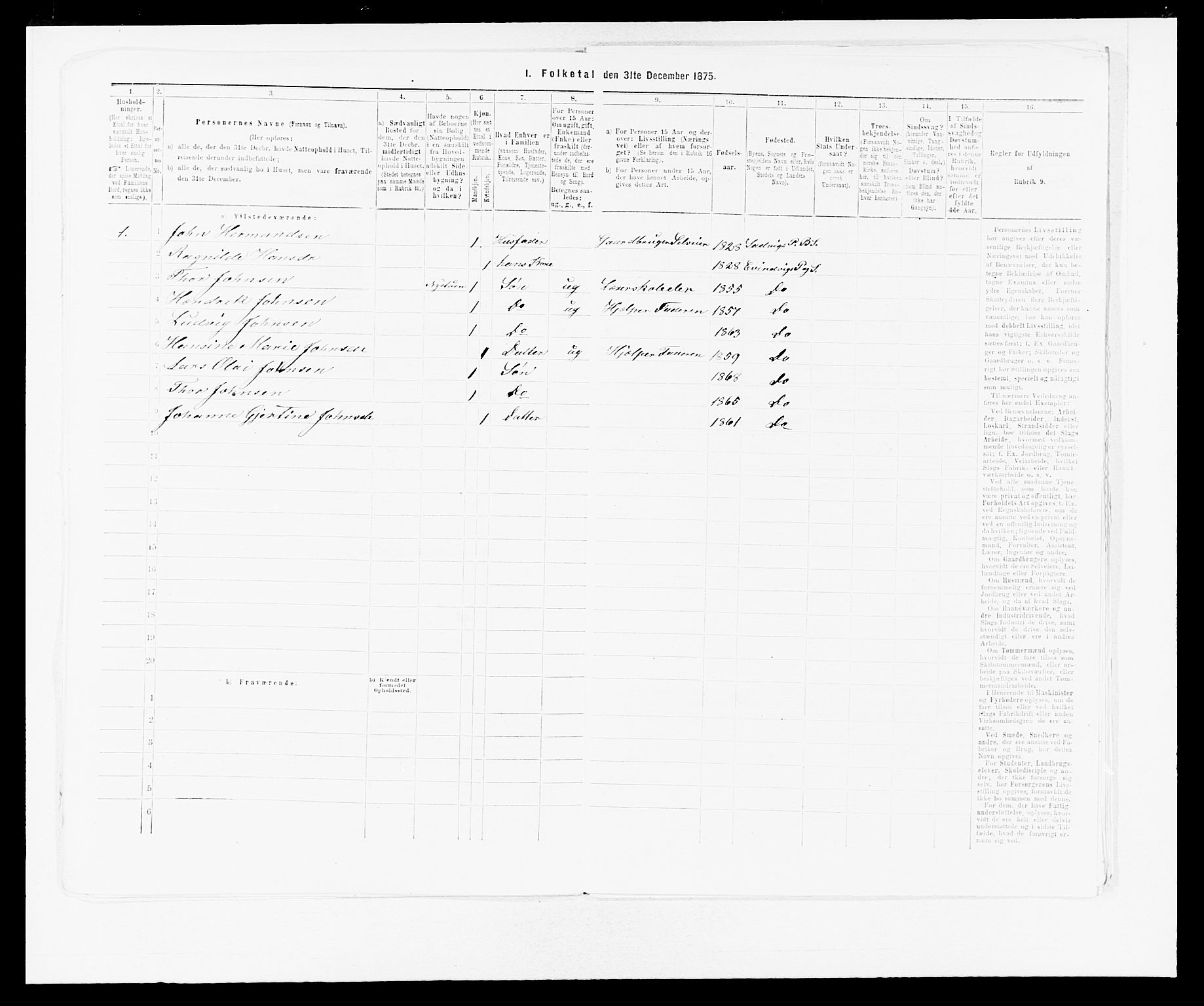 SAB, 1875 census for 1411P Eivindvik, 1875, p. 924