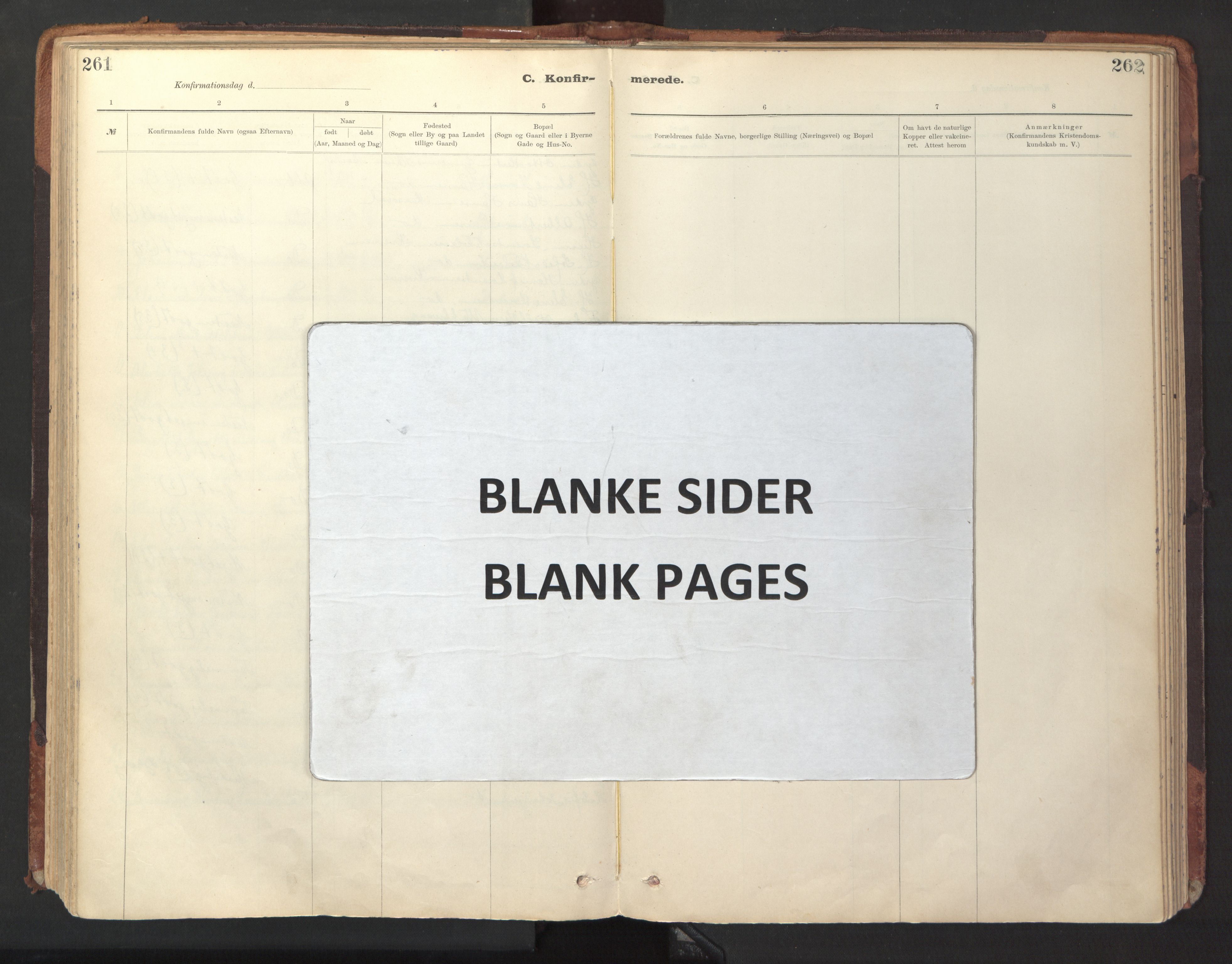 Ministerialprotokoller, klokkerbøker og fødselsregistre - Sør-Trøndelag, AV/SAT-A-1456/641/L0596: Parish register (official) no. 641A02, 1898-1915, p. 261-262