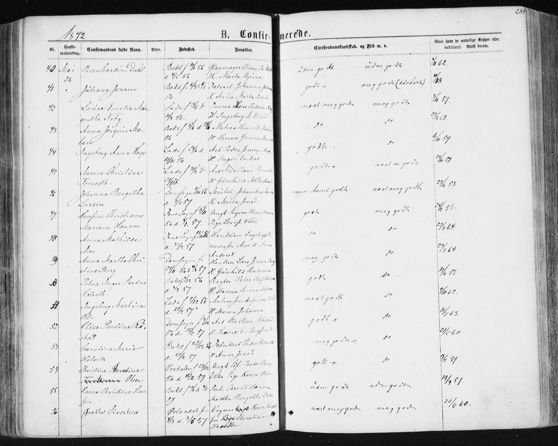 Ministerialprotokoller, klokkerbøker og fødselsregistre - Sør-Trøndelag, AV/SAT-A-1456/604/L0186: Parish register (official) no. 604A07, 1866-1877, p. 264