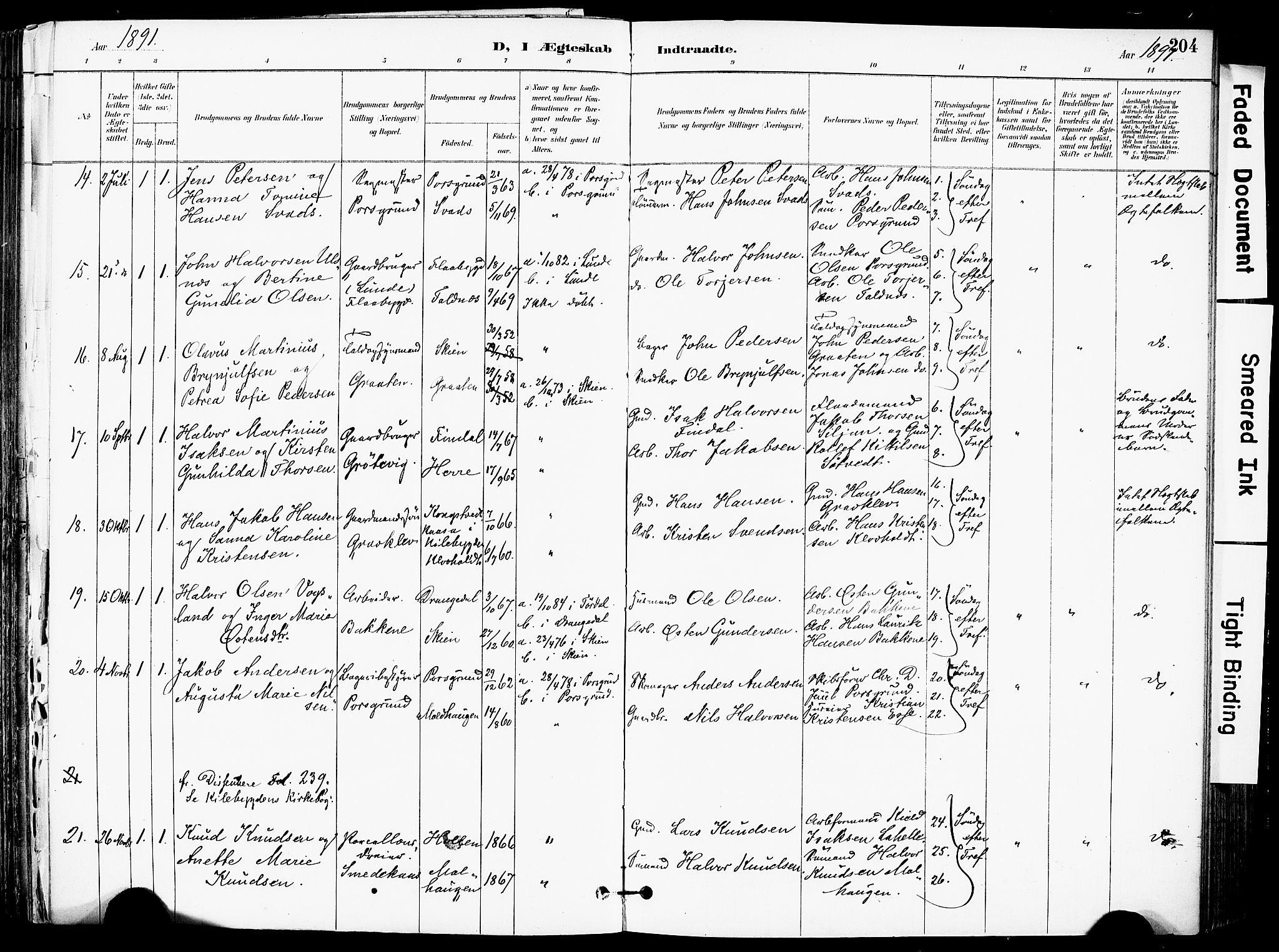 Solum kirkebøker, SAKO/A-306/F/Fa/L0010: Parish register (official) no. I 10, 1888-1898, p. 204