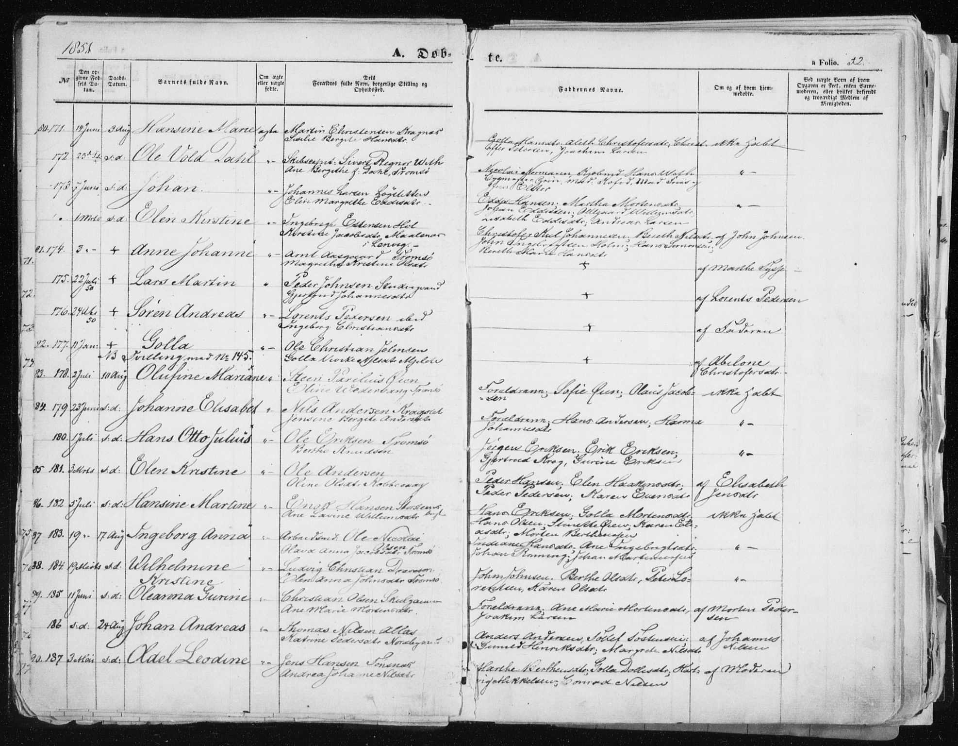 Tromsø sokneprestkontor/stiftsprosti/domprosti, SATØ/S-1343/G/Ga/L0010kirke: Parish register (official) no. 10, 1848-1855, p. 52
