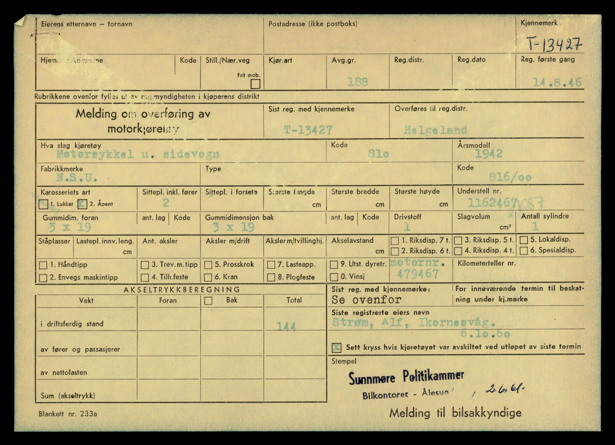 Møre og Romsdal vegkontor - Ålesund trafikkstasjon, AV/SAT-A-4099/F/Fe/L0039: Registreringskort for kjøretøy T 13361 - T 13530, 1927-1998, p. 1137
