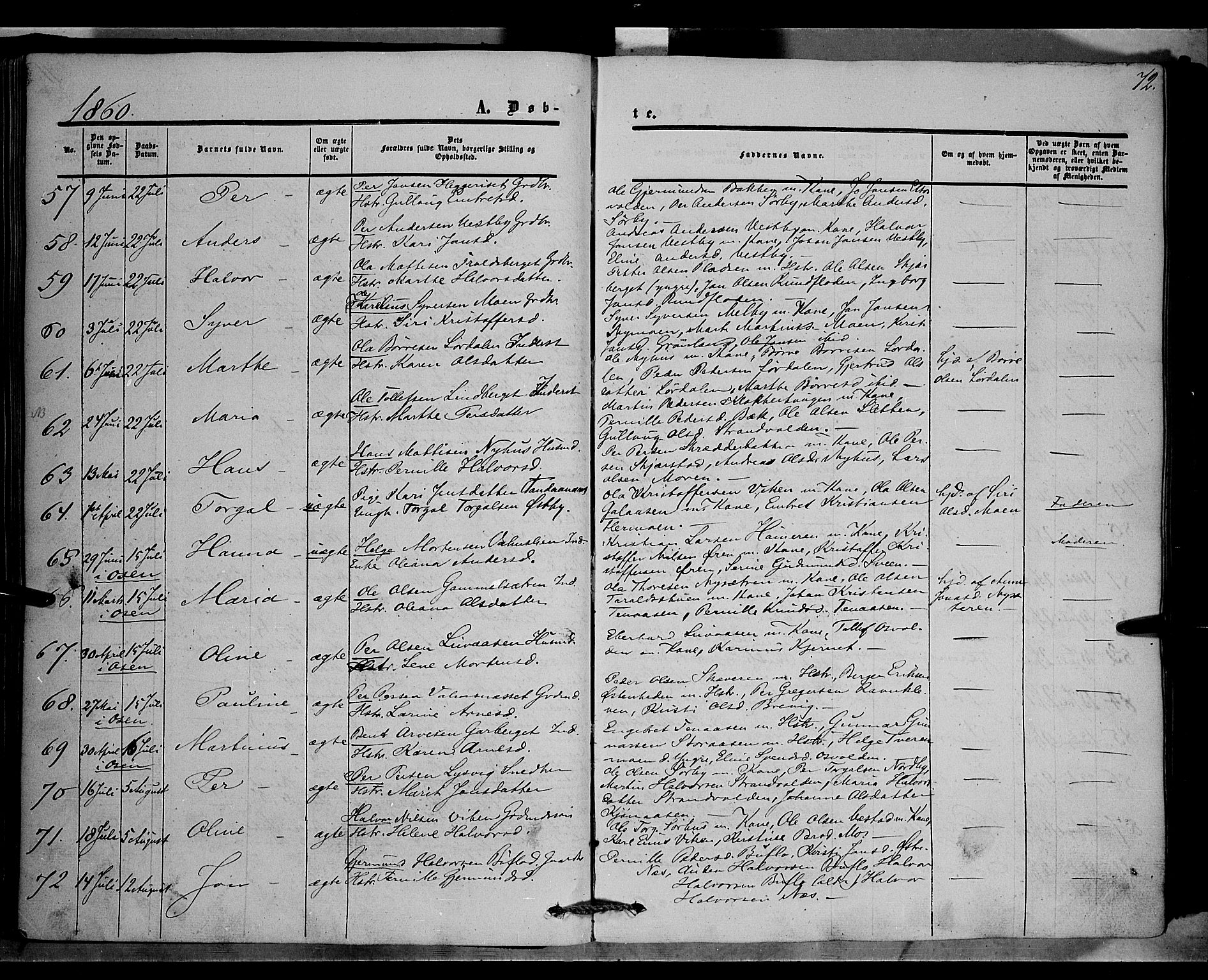 Trysil prestekontor, AV/SAH-PREST-046/H/Ha/Haa/L0005: Parish register (official) no. 5, 1851-1865, p. 72