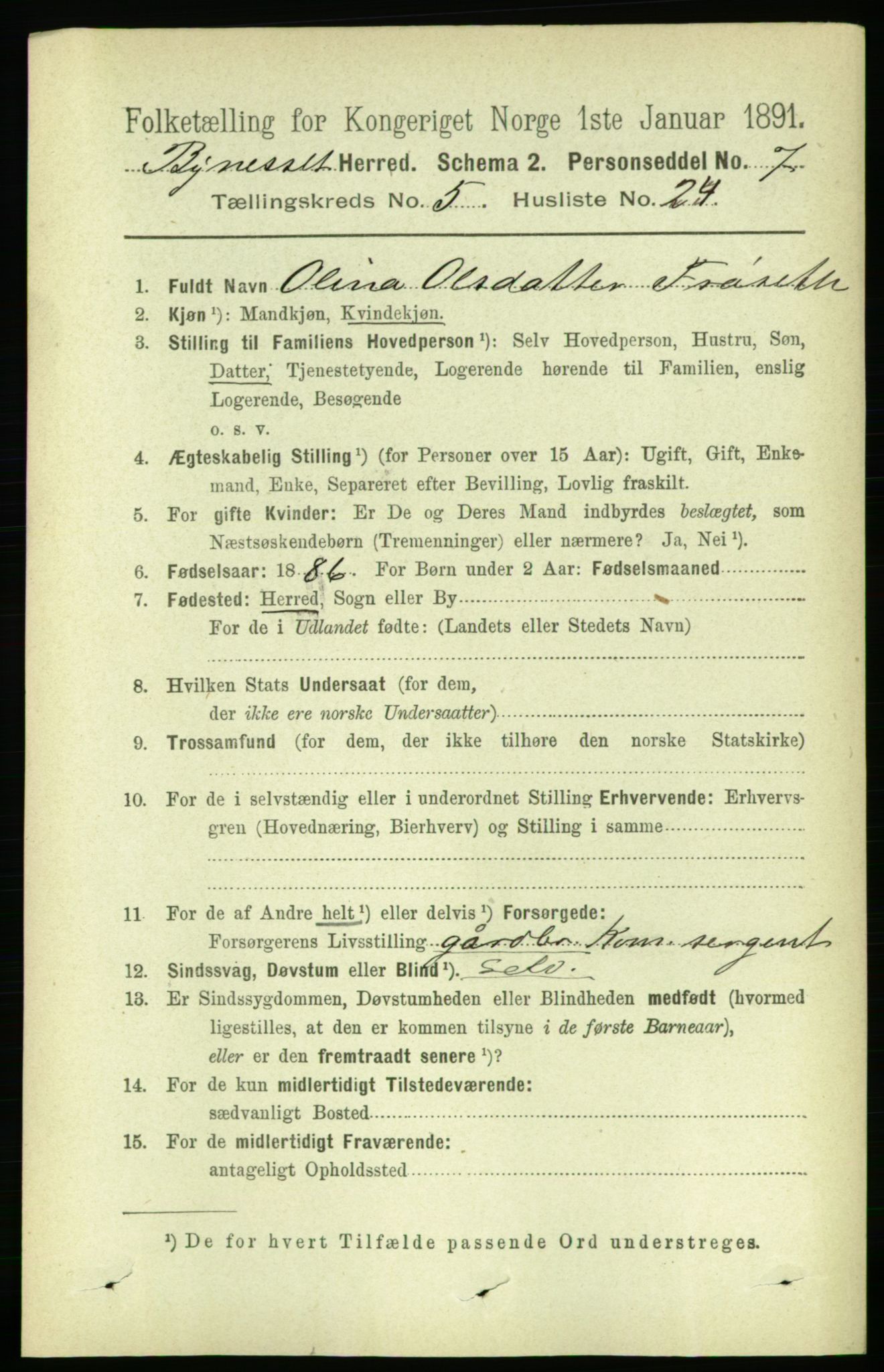 RA, 1891 census for 1655 Byneset, 1891, p. 2162