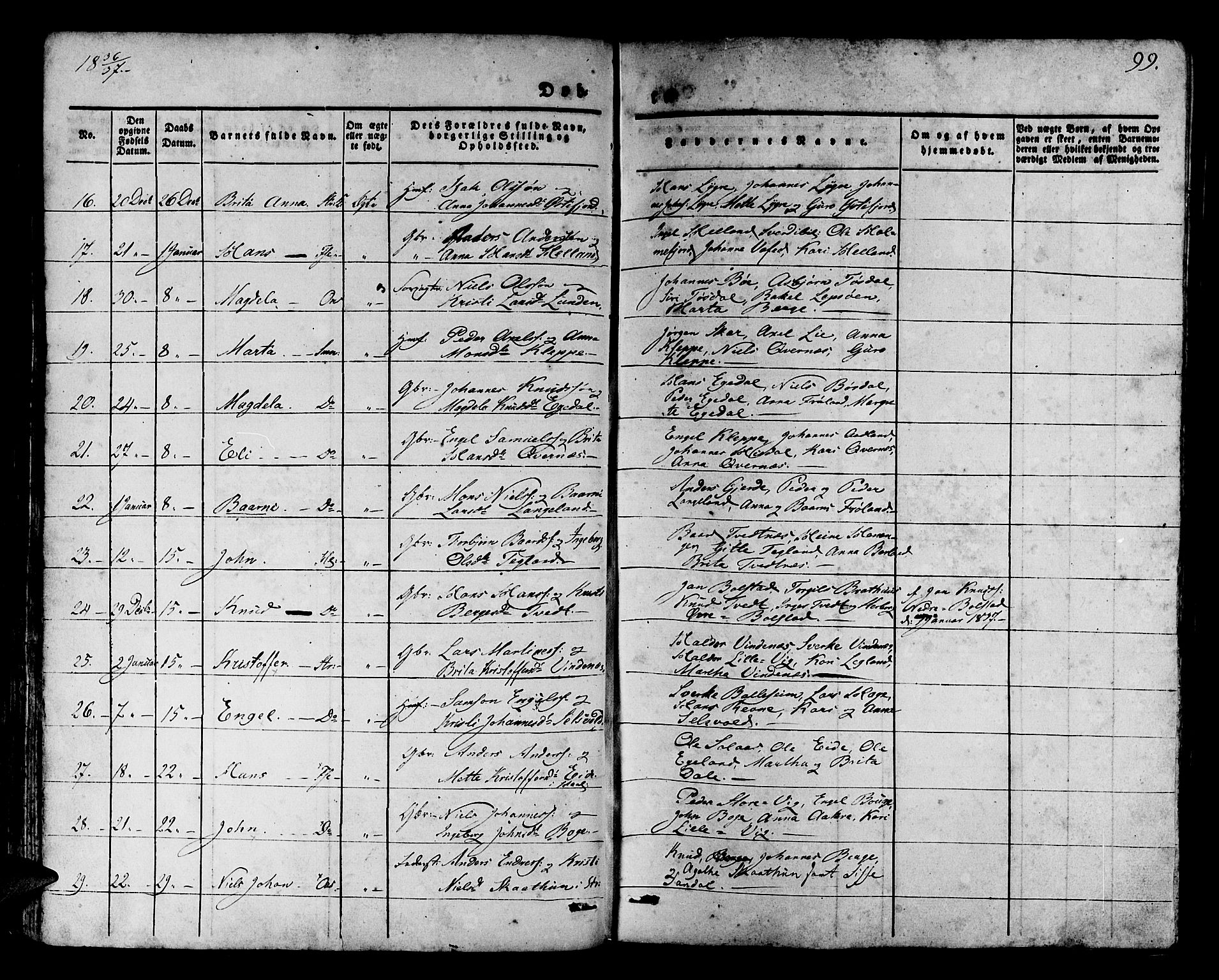 Os sokneprestembete, SAB/A-99929: Parish register (official) no. A 14, 1826-1839, p. 99