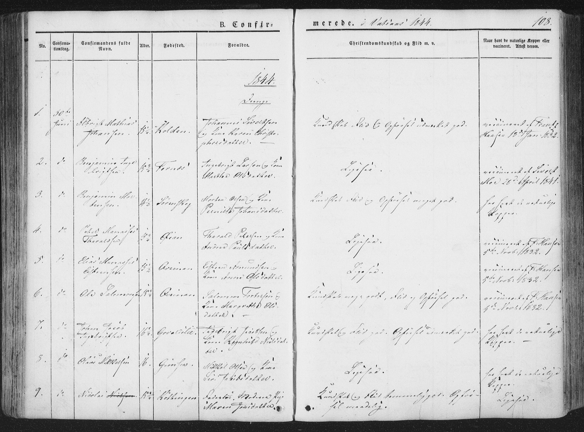 Ministerialprotokoller, klokkerbøker og fødselsregistre - Nordland, AV/SAT-A-1459/810/L0144: Parish register (official) no. 810A07 /1, 1841-1862, p. 108