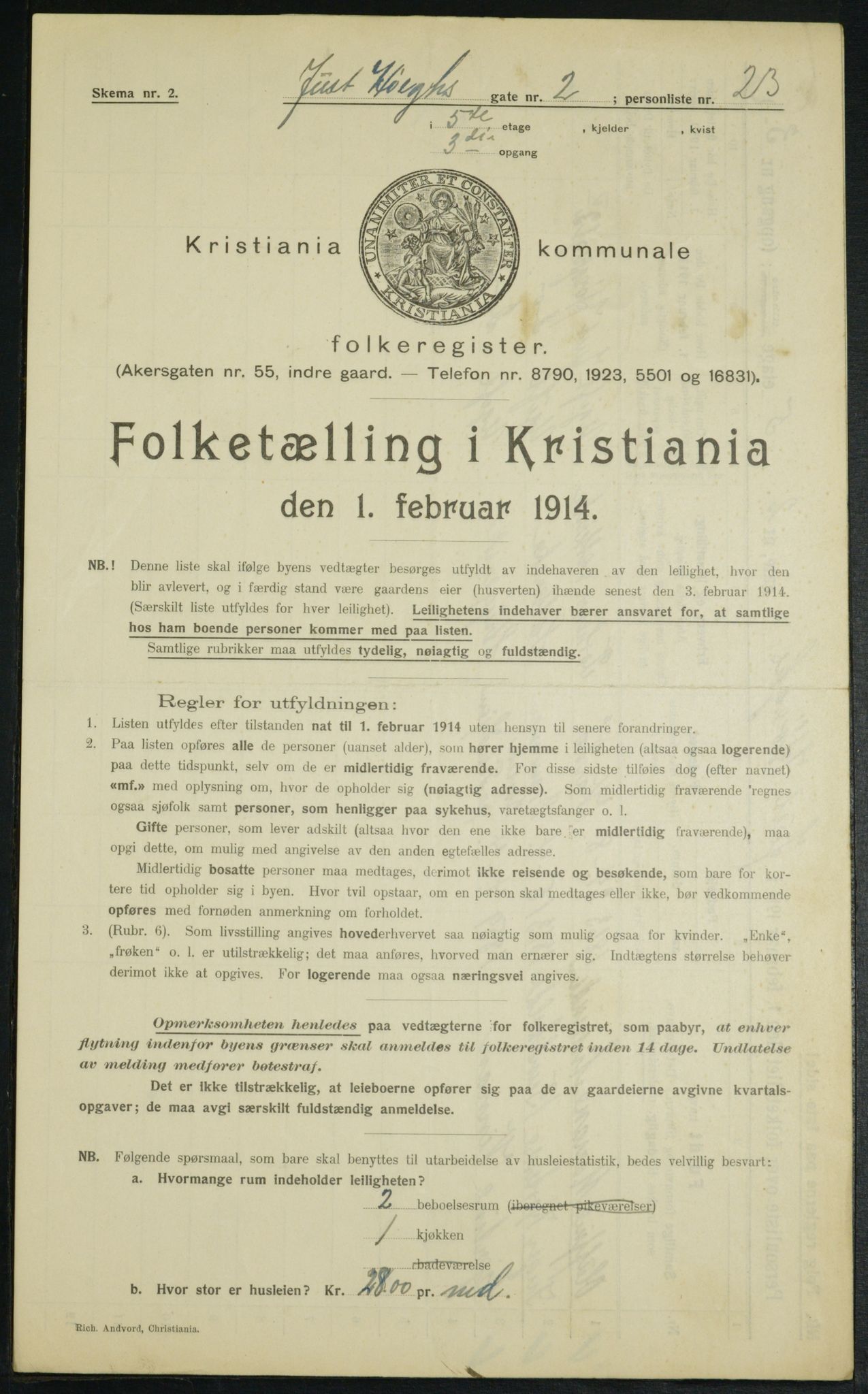 OBA, Municipal Census 1914 for Kristiania, 1914, p. 47649