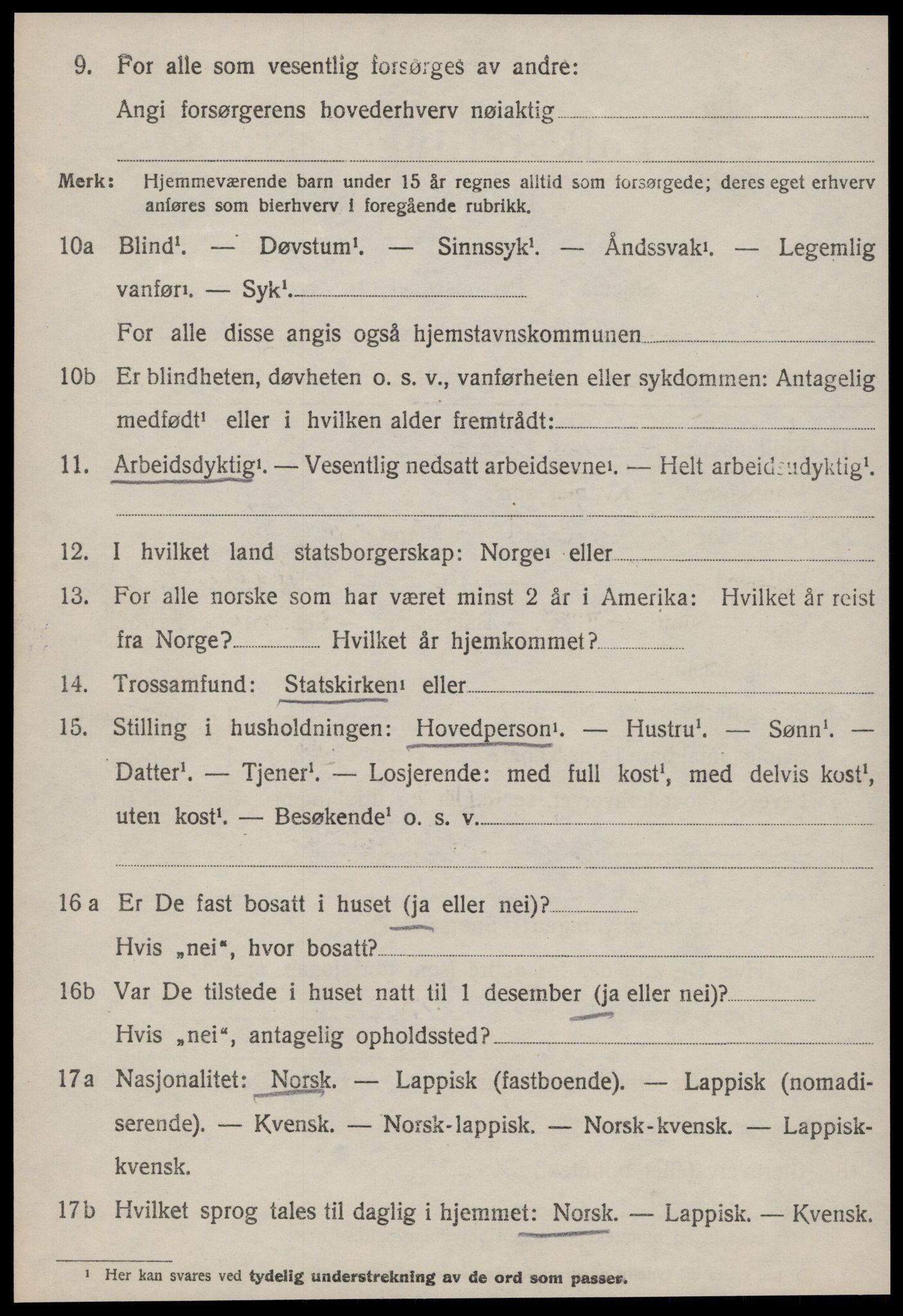 SAT, 1920 census for Lensvik, 1920, p. 933