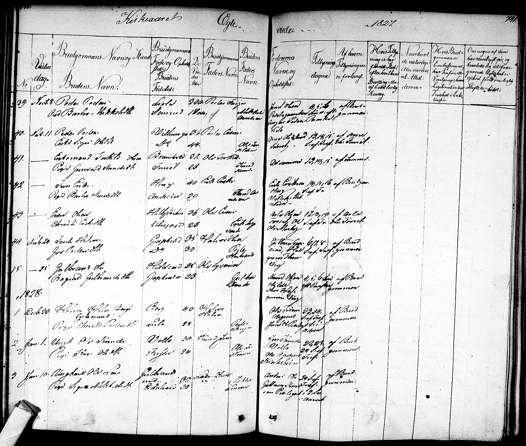 Nes kirkebøker, AV/SAKO-A-236/F/Fa/L0008: Parish register (official) no. 8, 1824-1834, p. 740-741