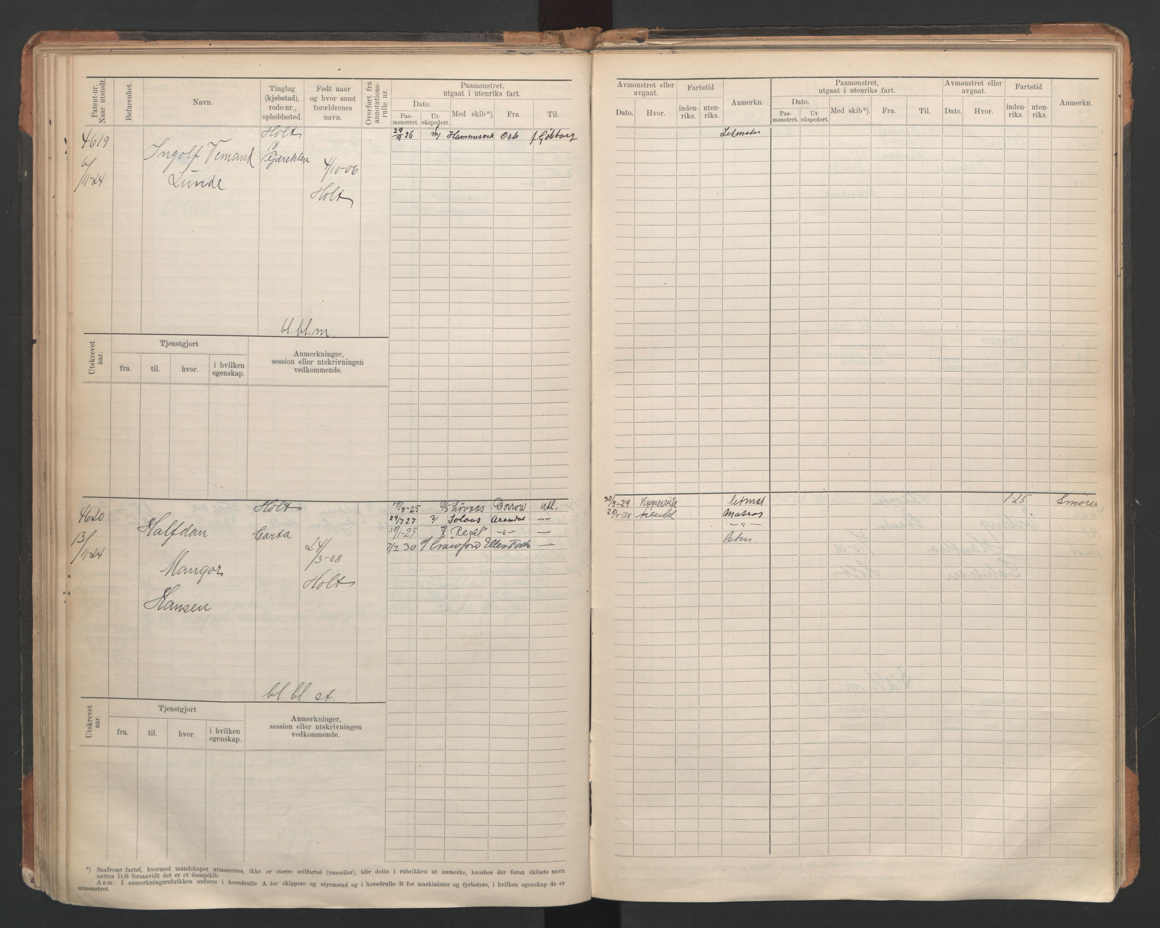 Tvedestrand mønstringskrets, AV/SAK-2031-0011/F/Fb/L0007: Hovedrulle A nr 4410-4803, R-8, 1912-1948, p. 110