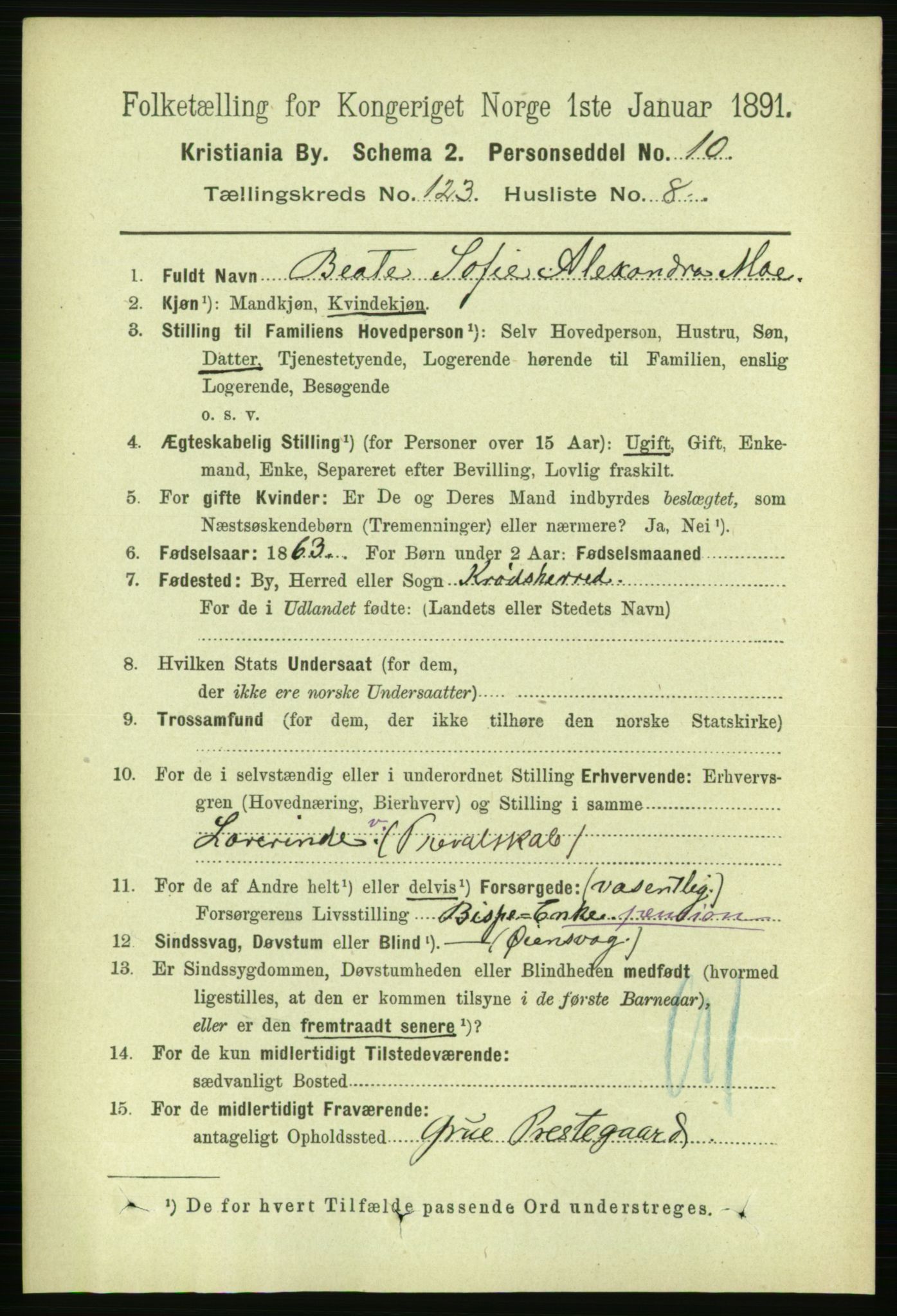 RA, 1891 census for 0301 Kristiania, 1891, p. 65196