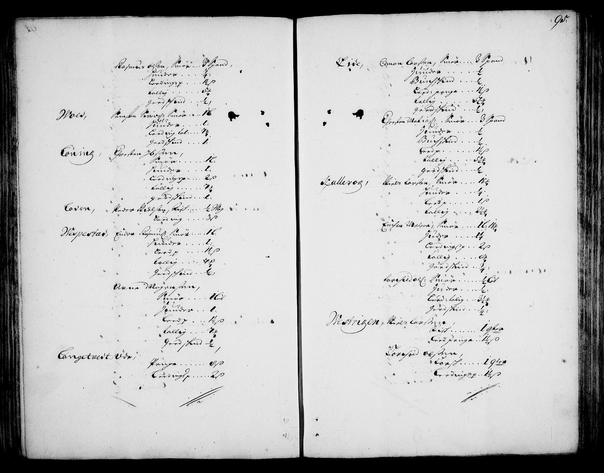 Rentekammeret inntil 1814, Realistisk ordnet avdeling, RA/EA-4070/On/L0002: [Jj 3]: Besiktigelsesforretninger over Halsnøy klosters gods, 1659-1703, p. 94b-95a