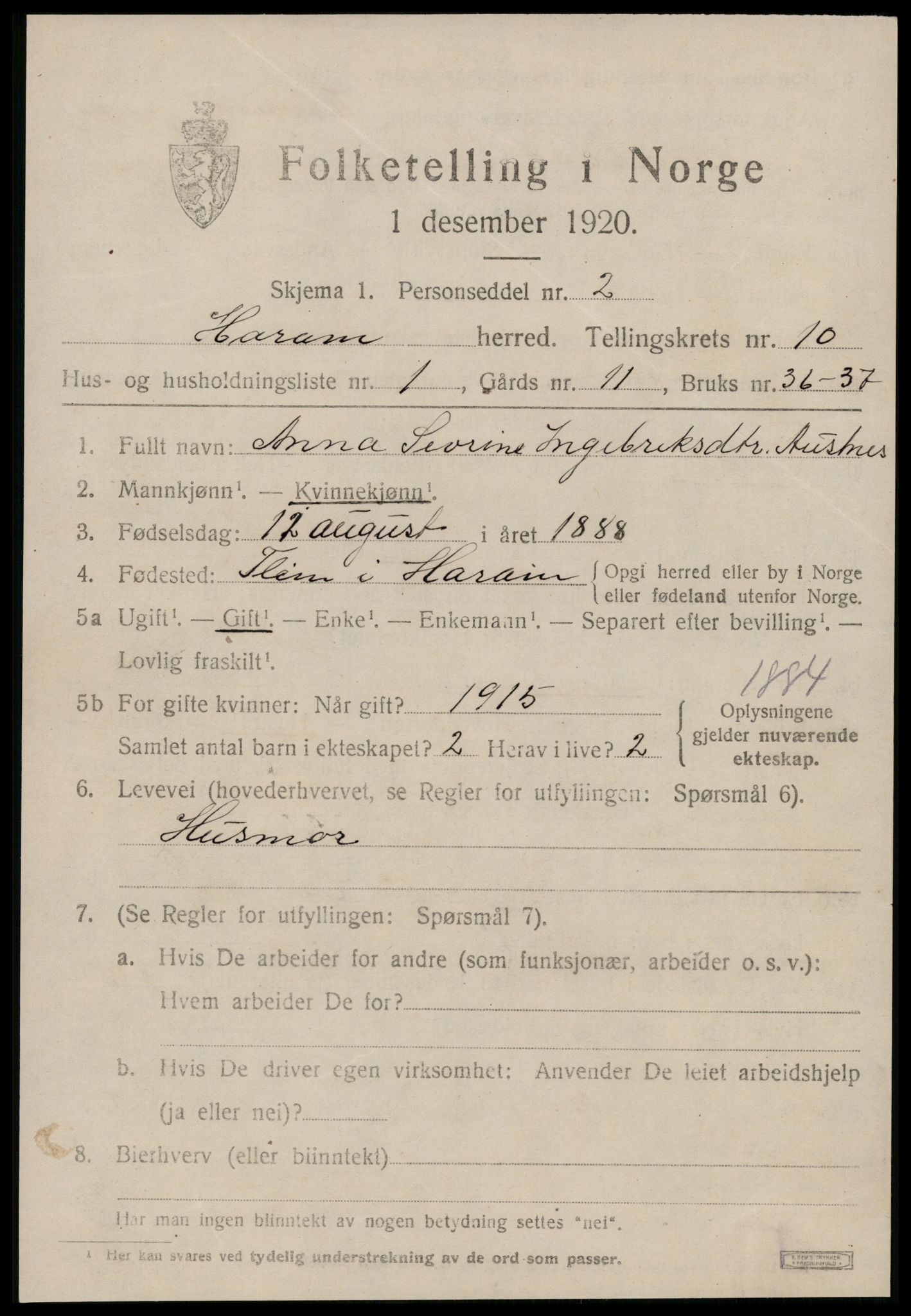 SAT, 1920 census for Haram, 1920, p. 5655