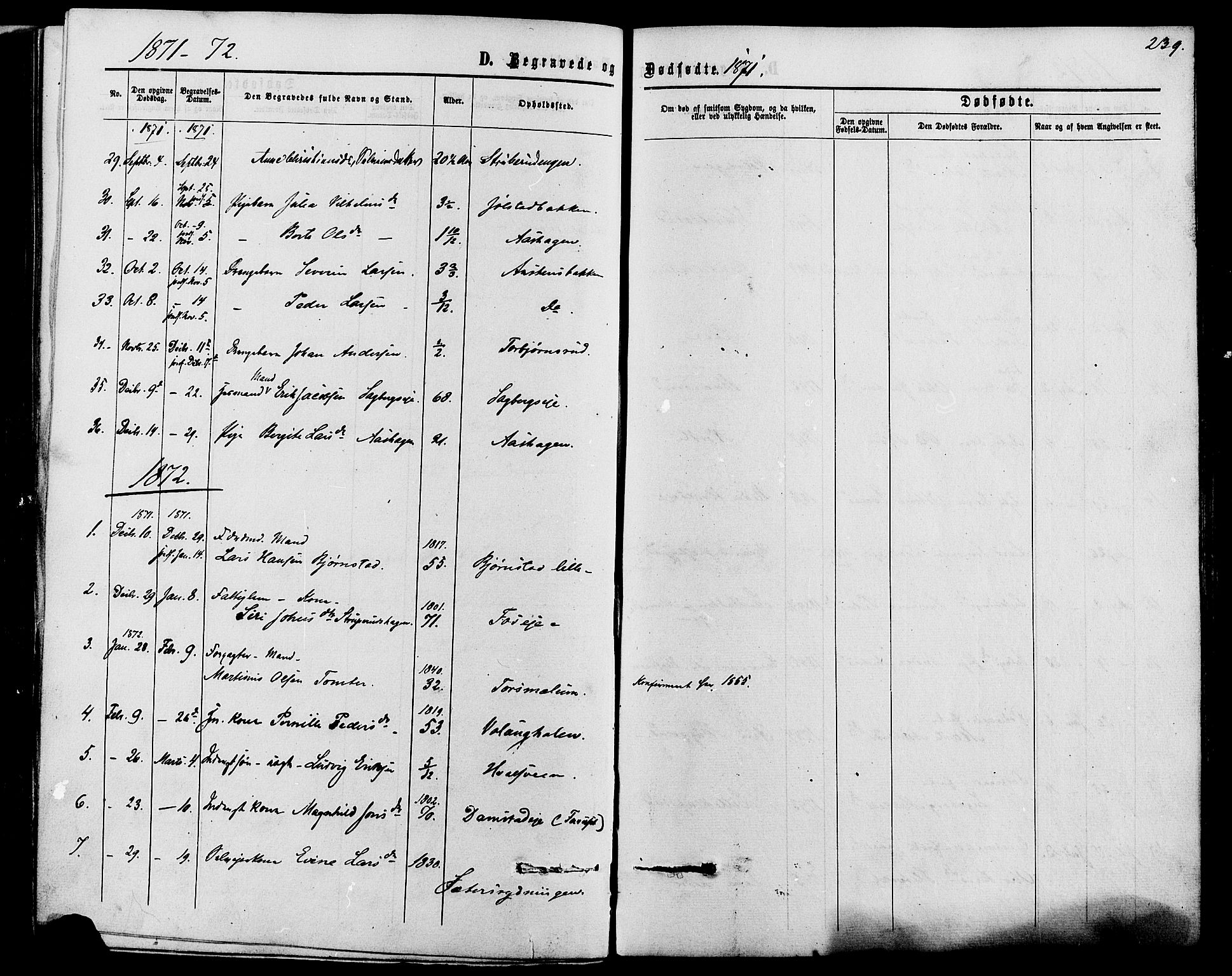 Romedal prestekontor, SAH/PREST-004/K/L0006: Parish register (official) no. 6, 1866-1886, p. 239