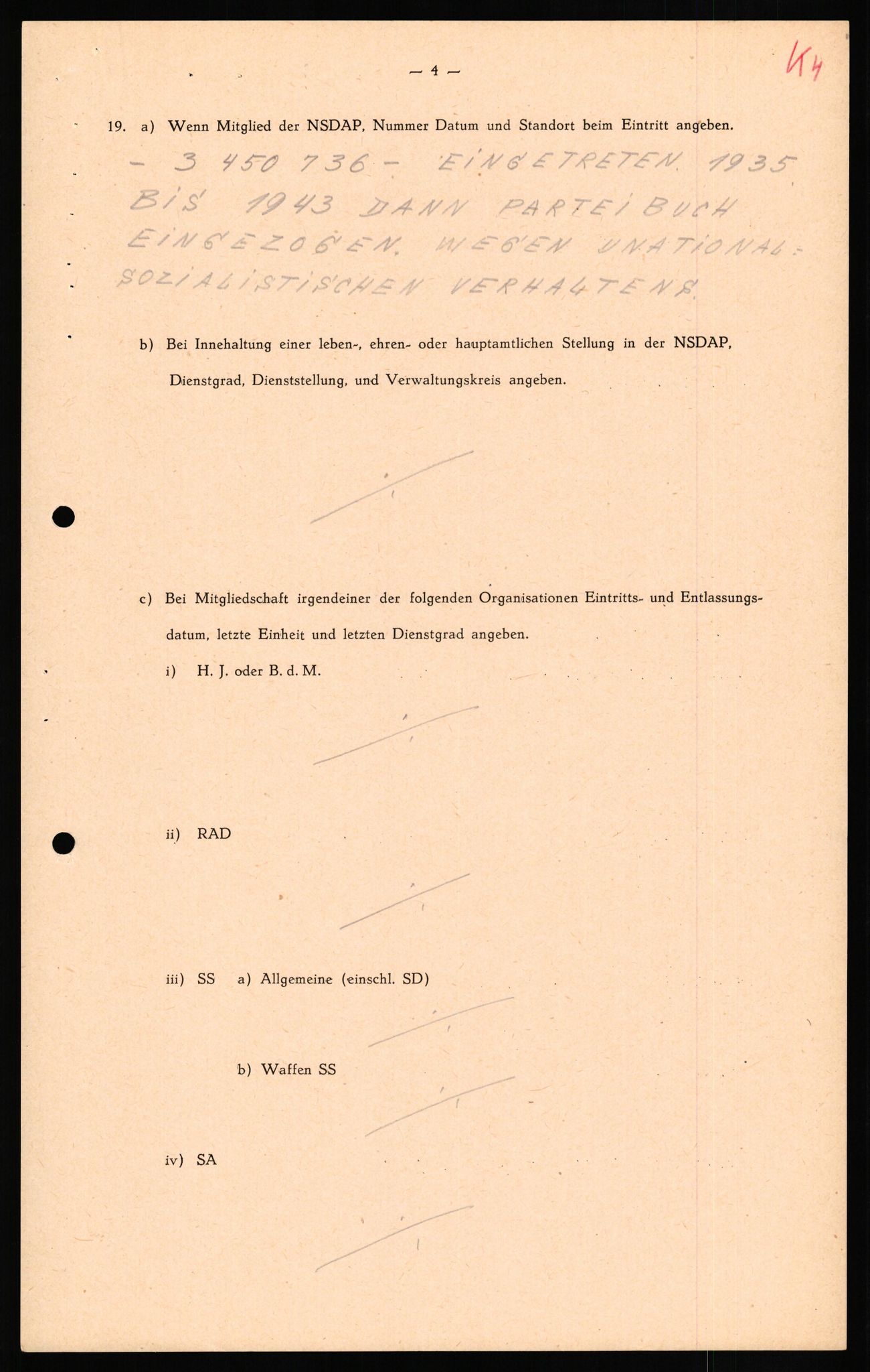 Forsvaret, Forsvarets overkommando II, AV/RA-RAFA-3915/D/Db/L0018: CI Questionaires. Tyske okkupasjonsstyrker i Norge. Tyskere., 1945-1946, p. 460