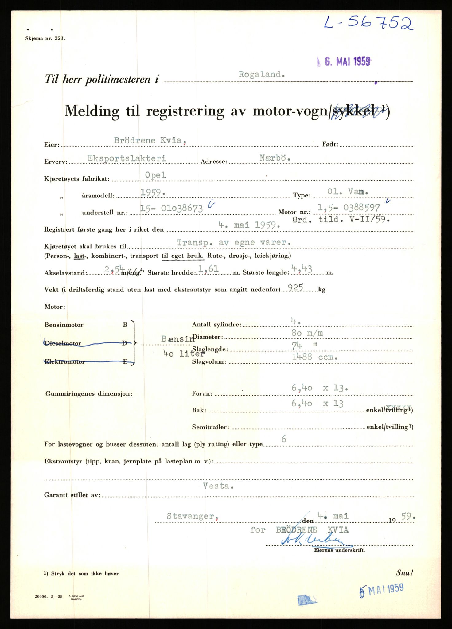 Stavanger trafikkstasjon, AV/SAST-A-101942/0/F/L0056: L-56500 - L-57199, 1930-1971, p. 810