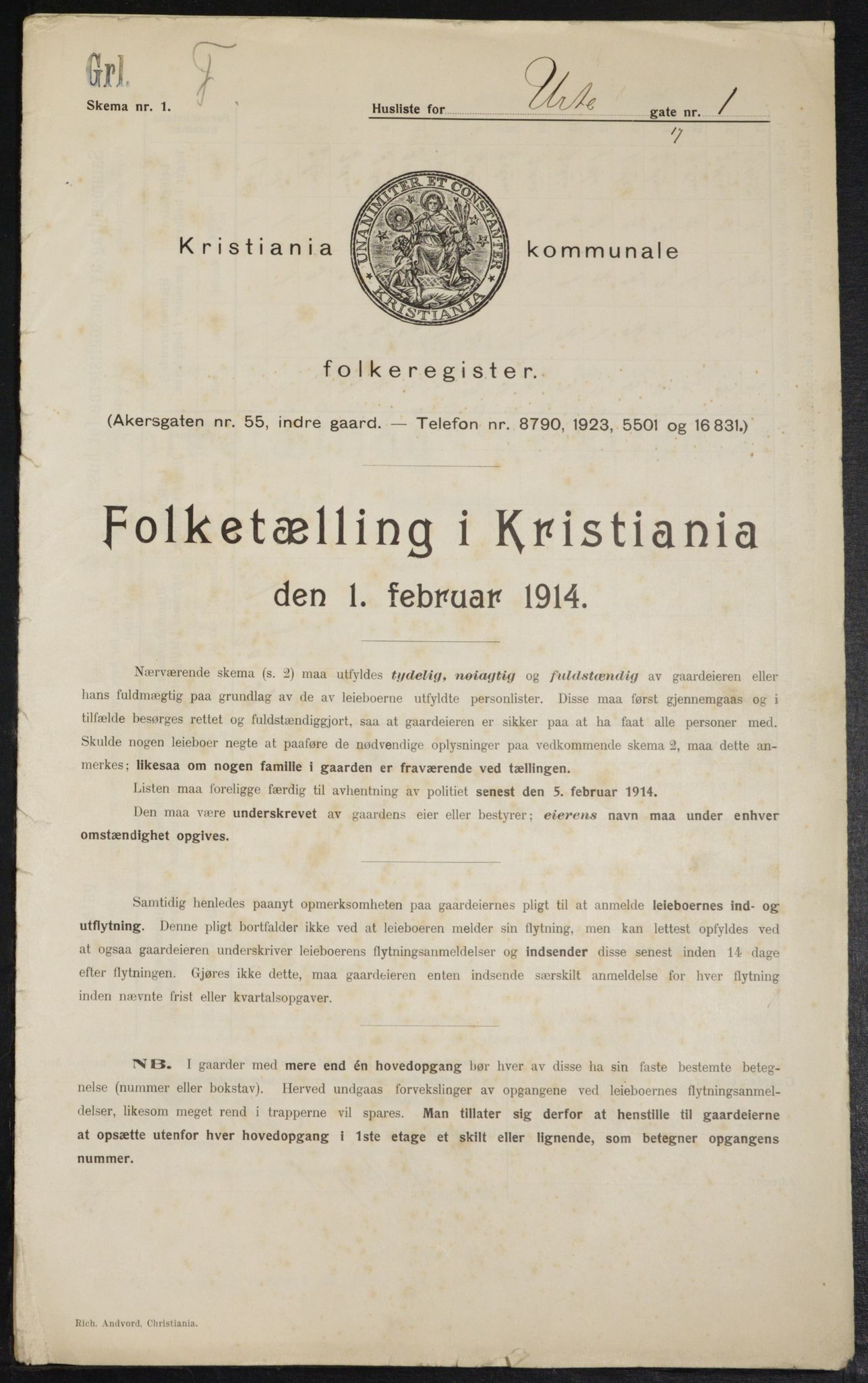 OBA, Municipal Census 1914 for Kristiania, 1914, p. 121562