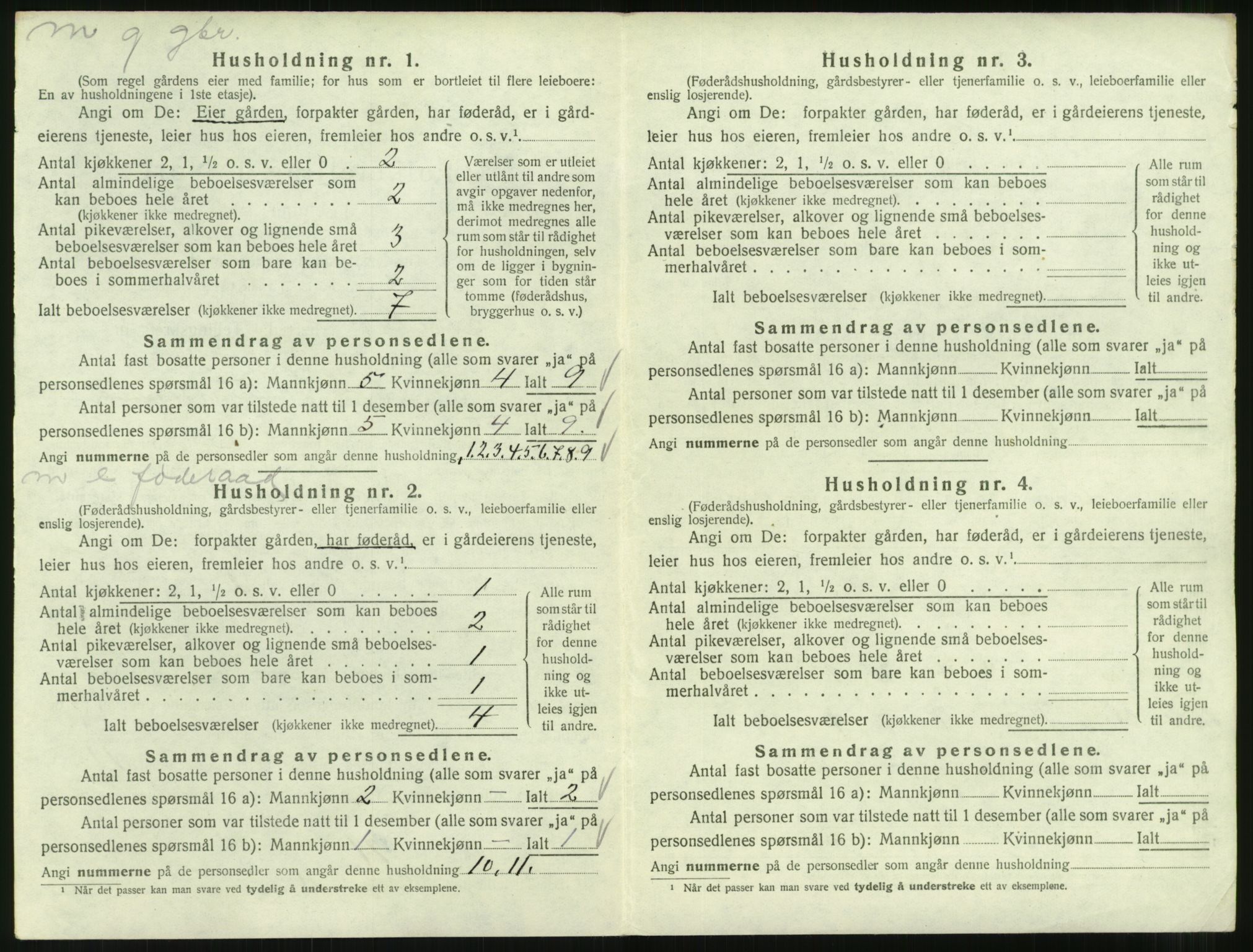 SAT, 1920 census for Nesset, 1920, p. 95