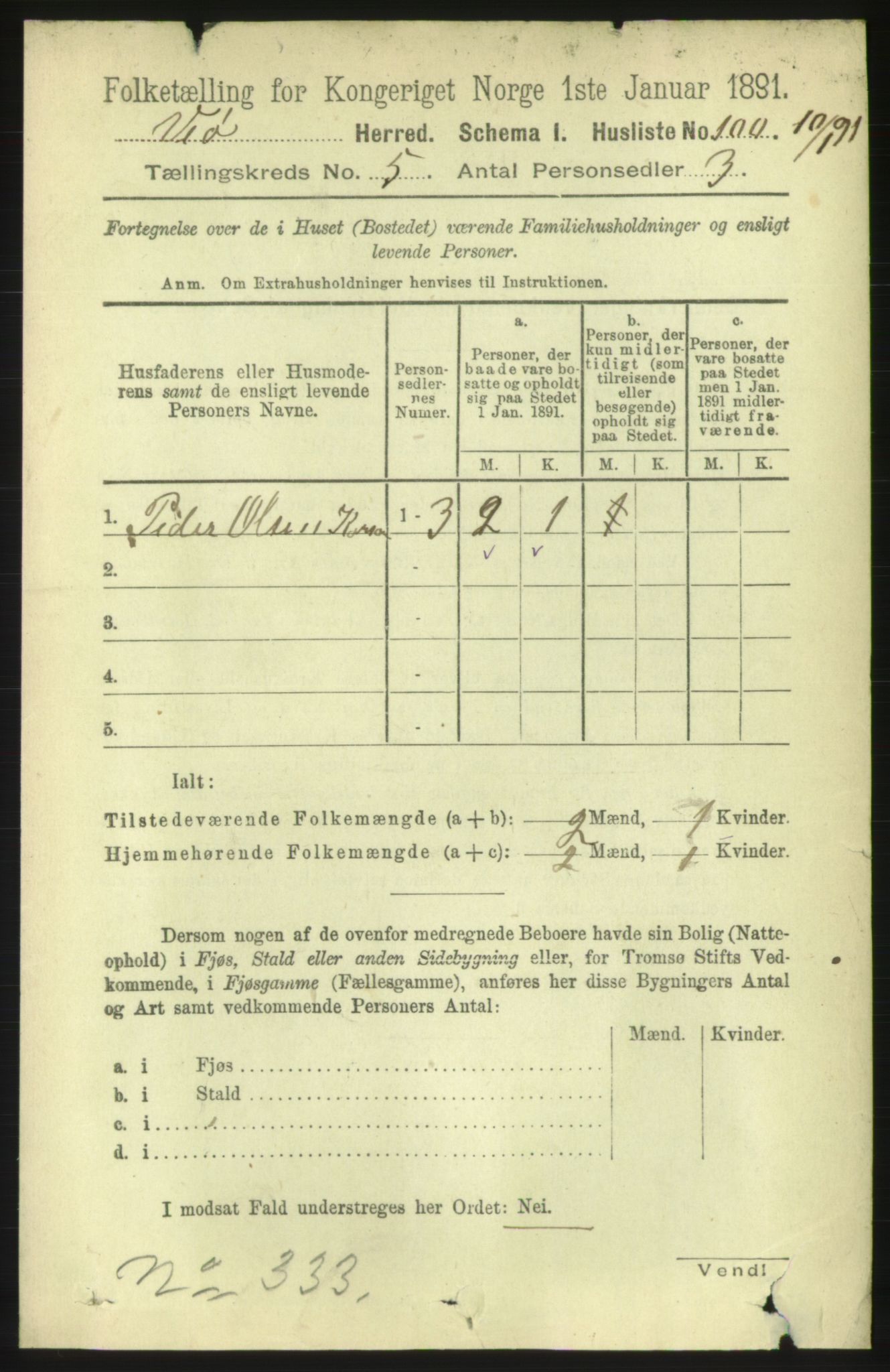 RA, 1891 census for 1541 Veøy, 1891, p. 2480