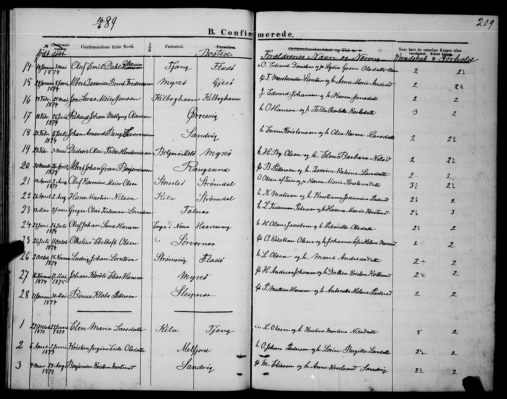 Ministerialprotokoller, klokkerbøker og fødselsregistre - Nordland, AV/SAT-A-1459/841/L0620: Parish register (copy) no. 841C04, 1877-1896, p. 209