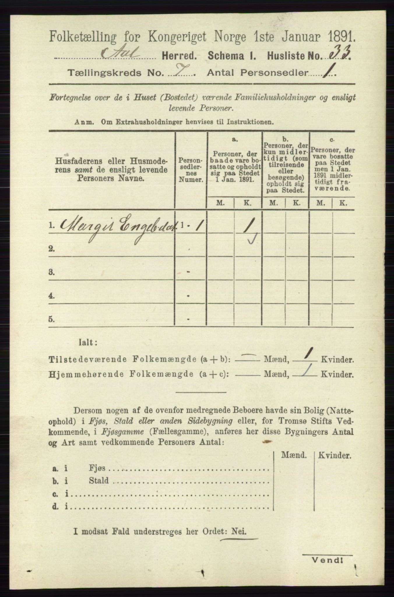 RA, 1891 census for 0619 Ål, 1891, p. 1814