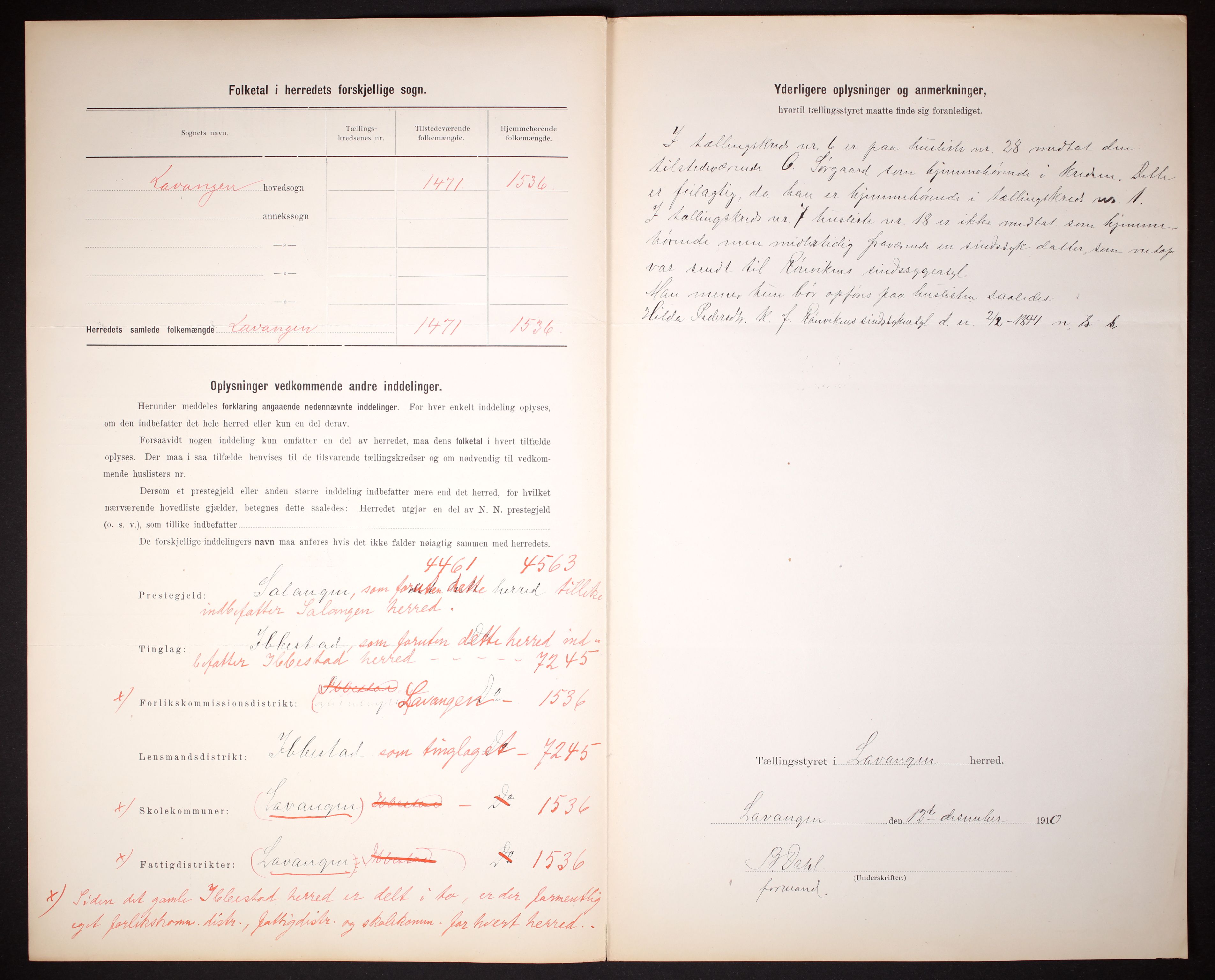 RA, 1910 census for Lavangen, 1910, p. 3