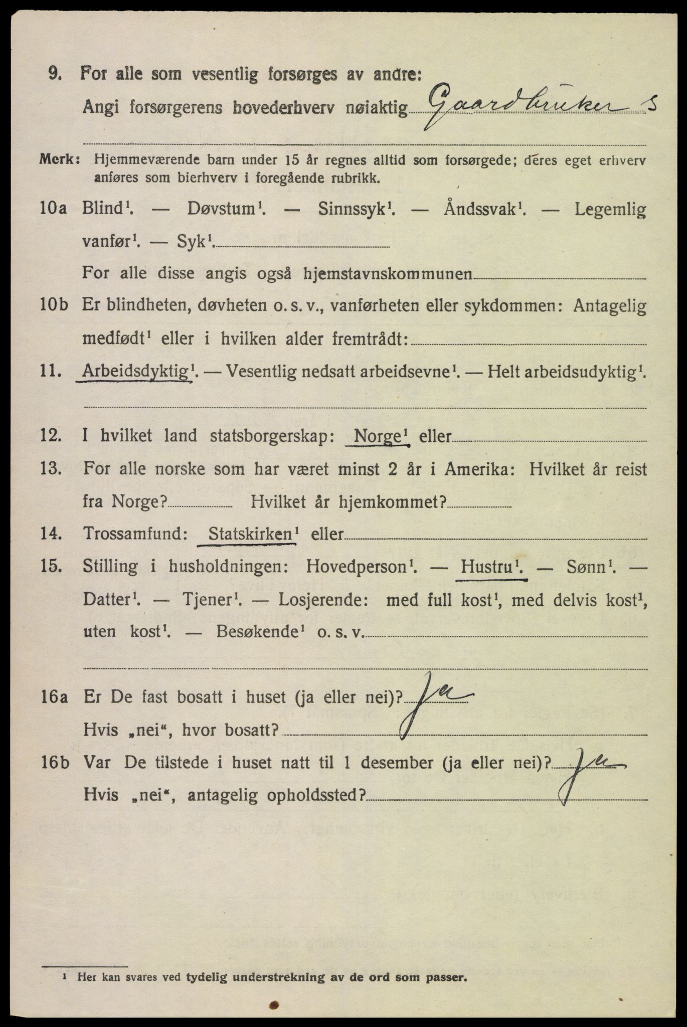 SAK, 1920 census for Lyngdal, 1920, p. 6474