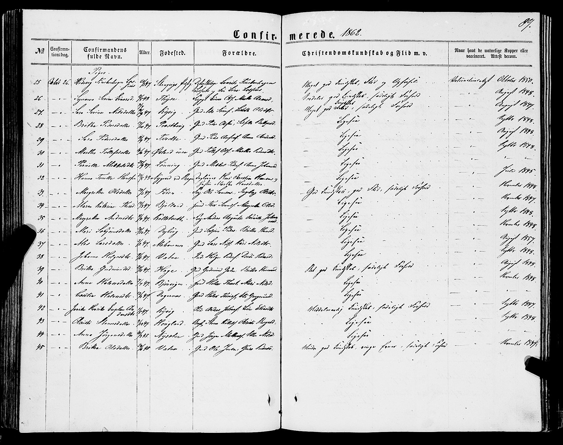 Stord sokneprestembete, SAB/A-78201/H/Haa: Parish register (official) no. B 1, 1862-1877, p. 89