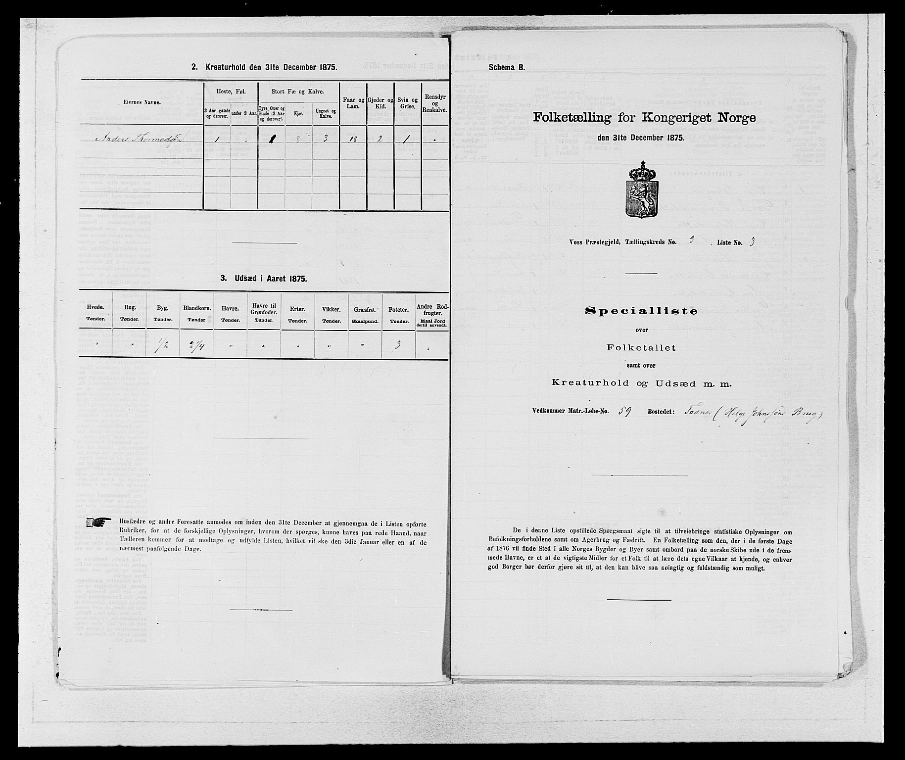 SAB, 1875 census for 1235P Voss, 1875, p. 1878