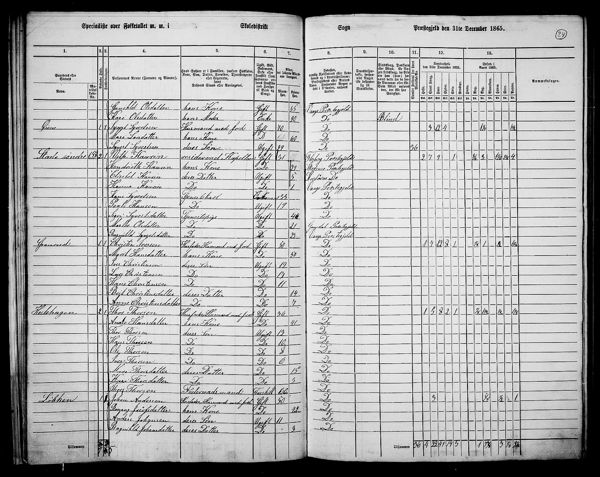 RA, 1865 census for Vågå, 1865, p. 21