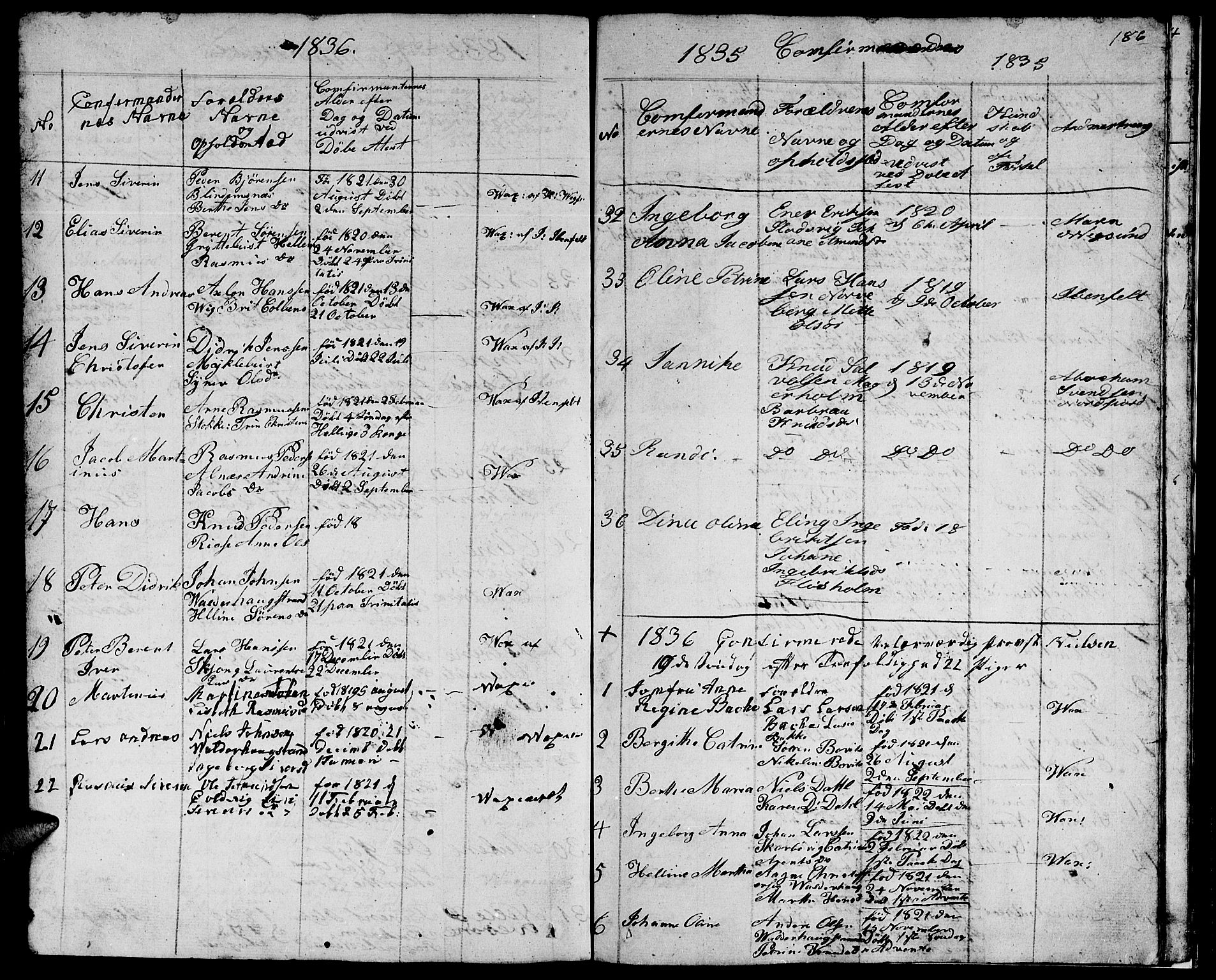 Ministerialprotokoller, klokkerbøker og fødselsregistre - Møre og Romsdal, AV/SAT-A-1454/528/L0425: Parish register (copy) no. 528C06, 1827-1840, p. 186