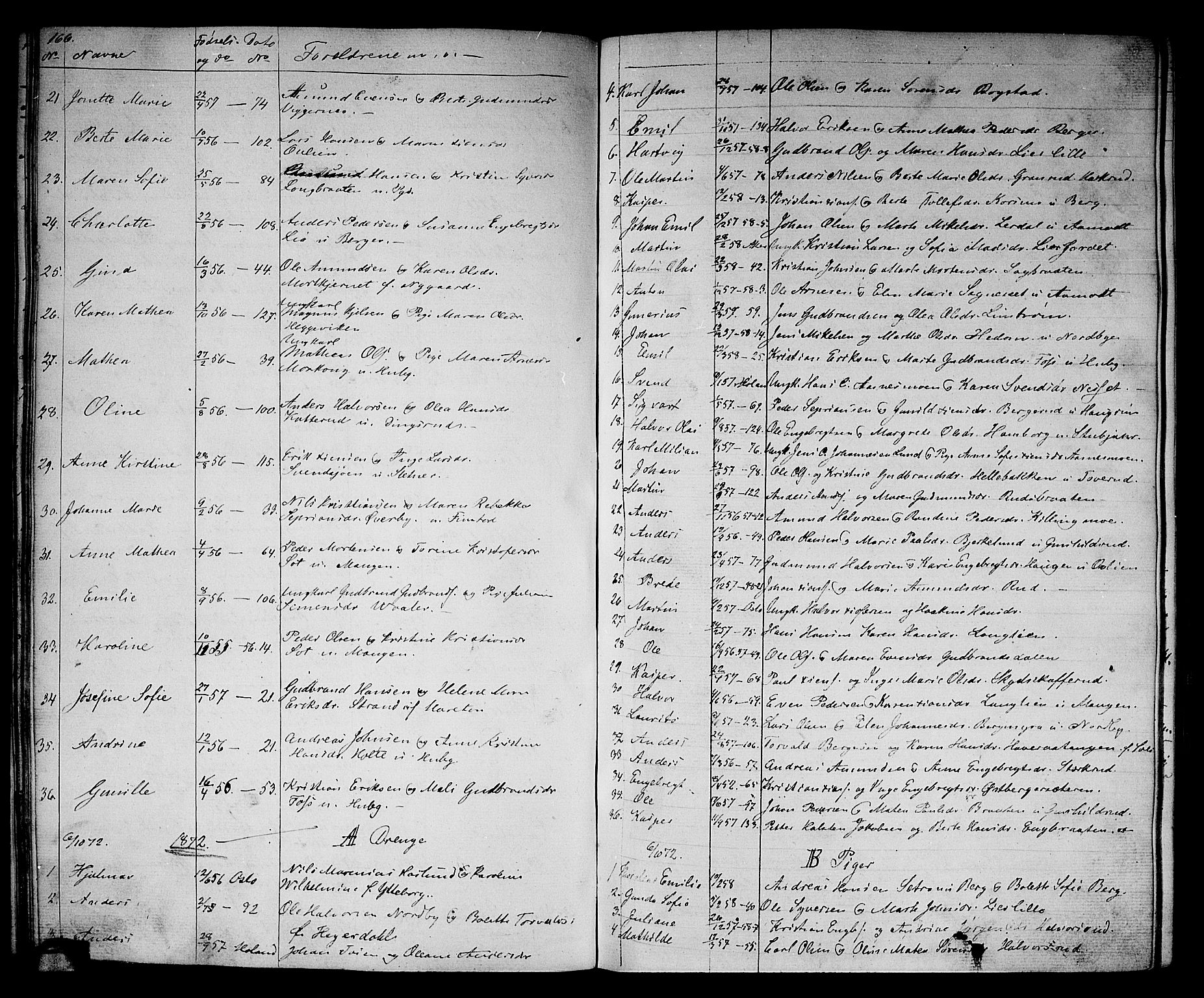 Aurskog prestekontor Kirkebøker, SAO/A-10304a/G/Ga/L0003: Parish register (copy) no. I 3, 1858-1883, p. 166