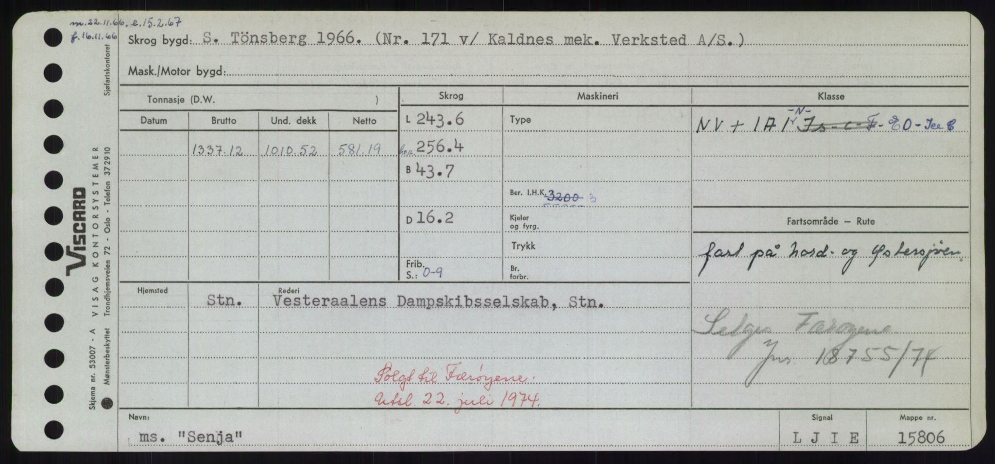 Sjøfartsdirektoratet med forløpere, Skipsmålingen, RA/S-1627/H/Hd/L0032: Fartøy, San-Seve, p. 491