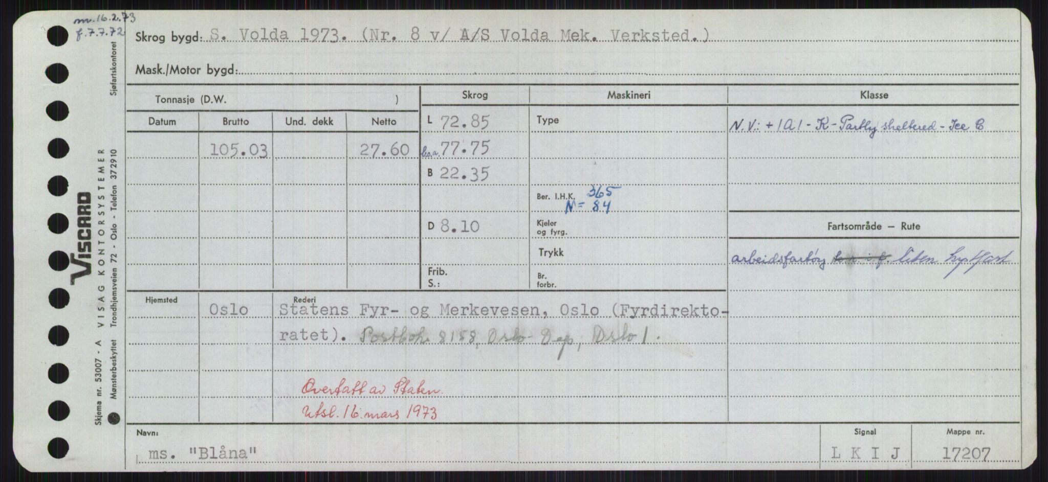 Sjøfartsdirektoratet med forløpere, Skipsmålingen, RA/S-1627/H/Ha/L0001/0002: Fartøy, A-Eig / Fartøy Bjør-Eig, p. 87