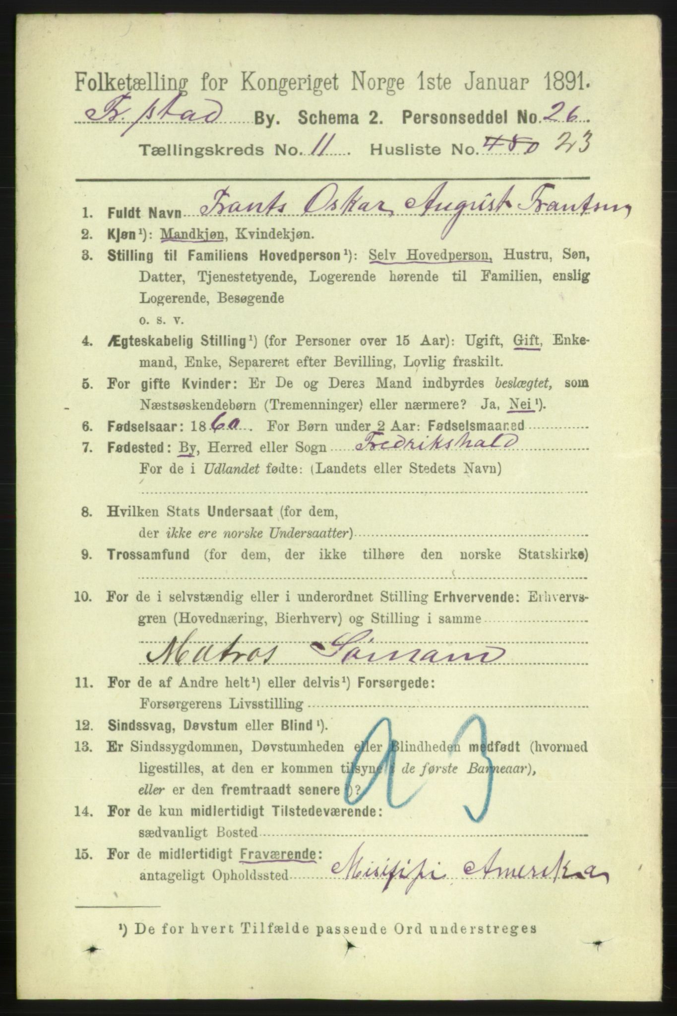 RA, 1891 census for 0103 Fredrikstad, 1891, p. 12812