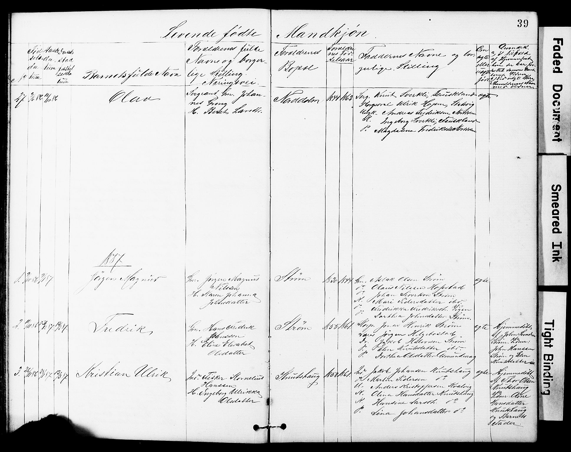 Ministerialprotokoller, klokkerbøker og fødselsregistre - Sør-Trøndelag, SAT/A-1456/634/L0541: Parish register (copy) no. 634C03, 1874-1891, p. 39
