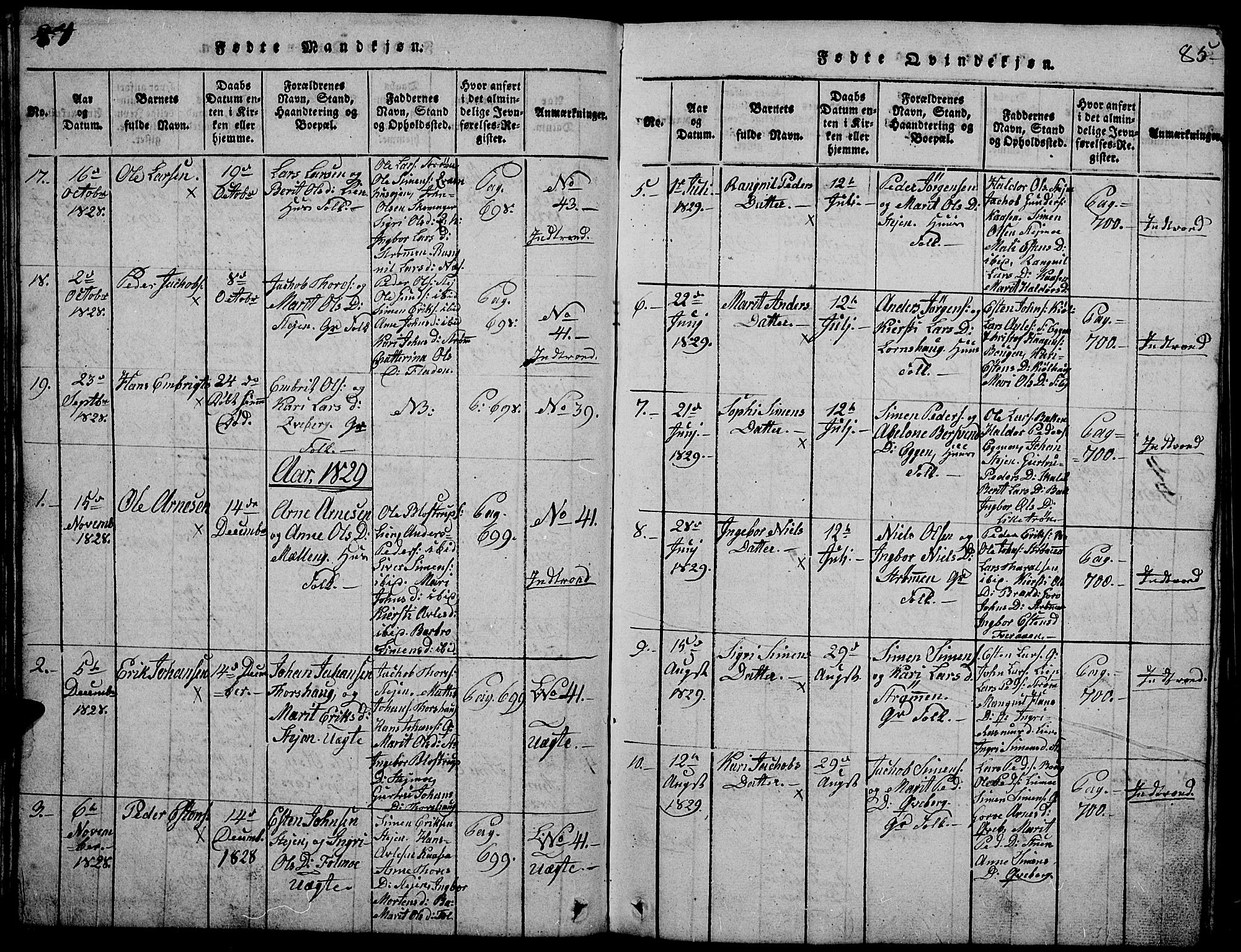 SAH, Tynset prestekontor, SAH/PREST-058Parish register (copy) no. 2, 1814-1862, p. 84-85