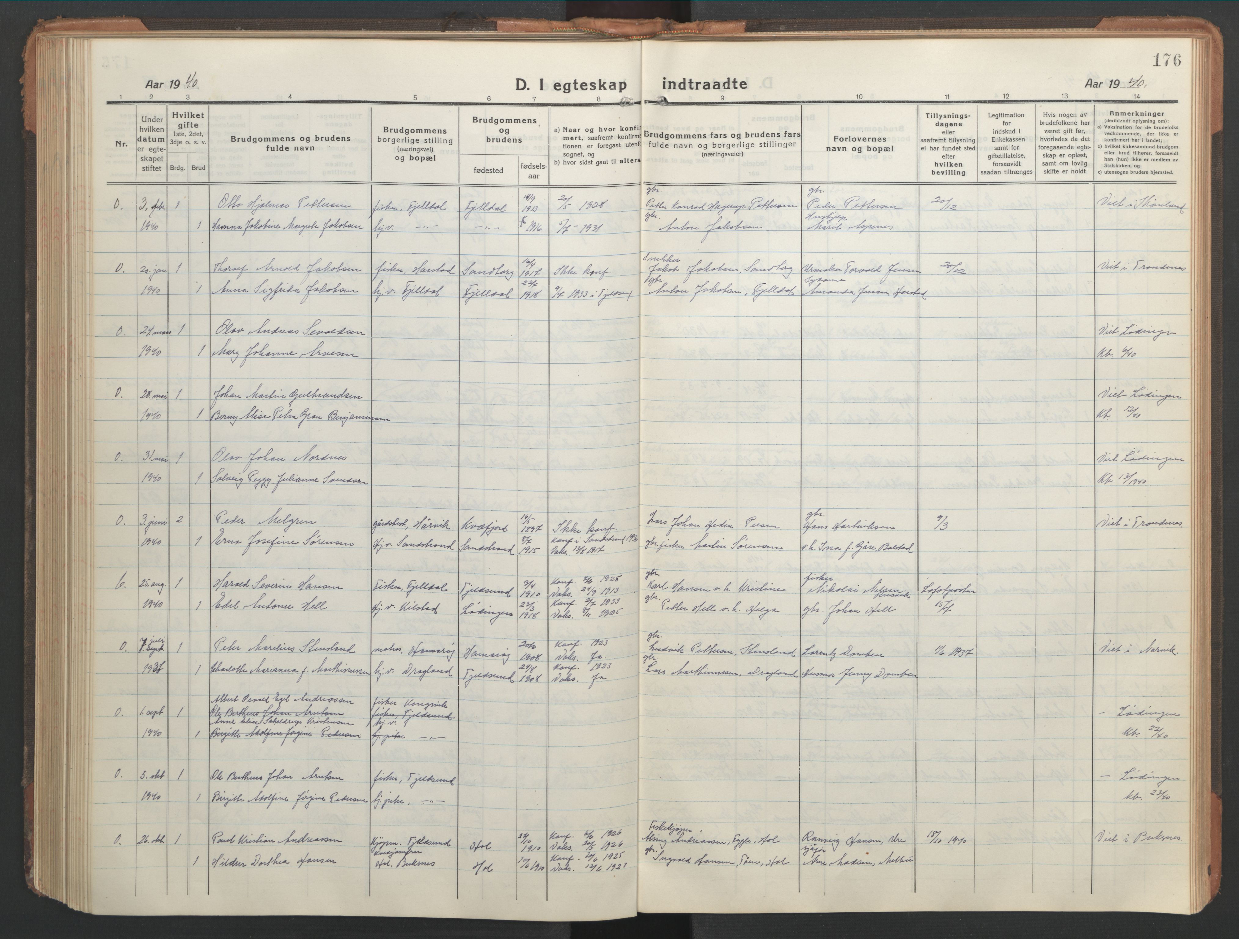 Ministerialprotokoller, klokkerbøker og fødselsregistre - Nordland, AV/SAT-A-1459/865/L0933: Parish register (copy) no. 865C05, 1917-1947, p. 176