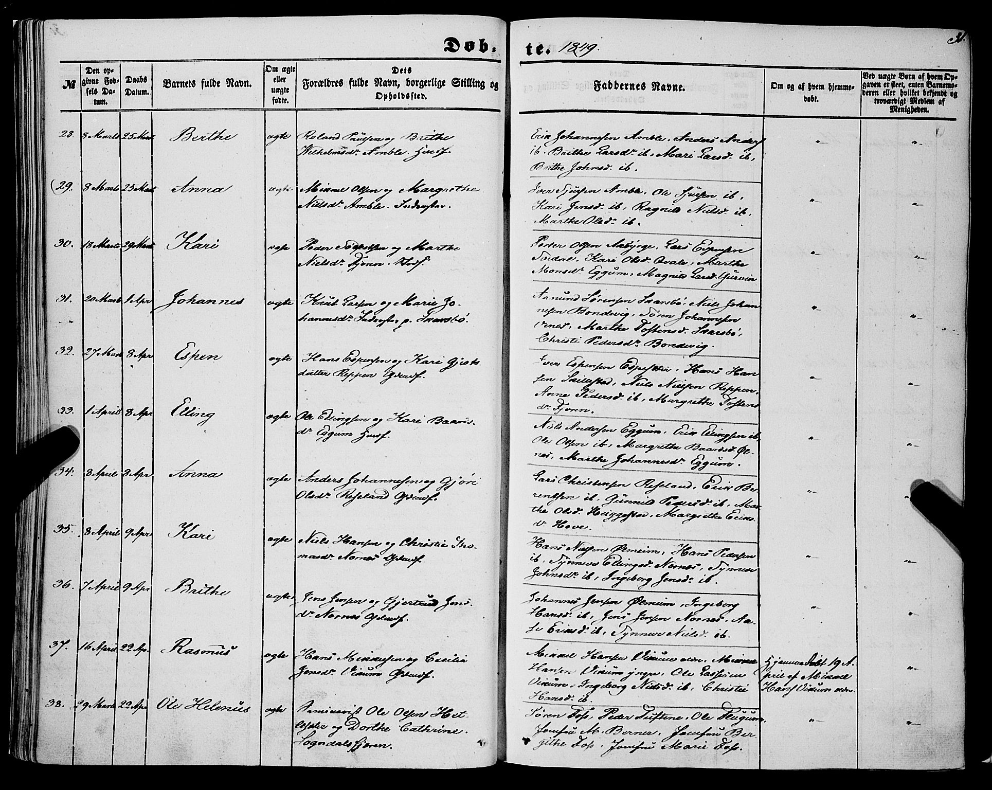Sogndal sokneprestembete, AV/SAB-A-81301/H/Haa/Haaa/L0012I: Parish register (official) no. A 12I, 1847-1859, p. 31