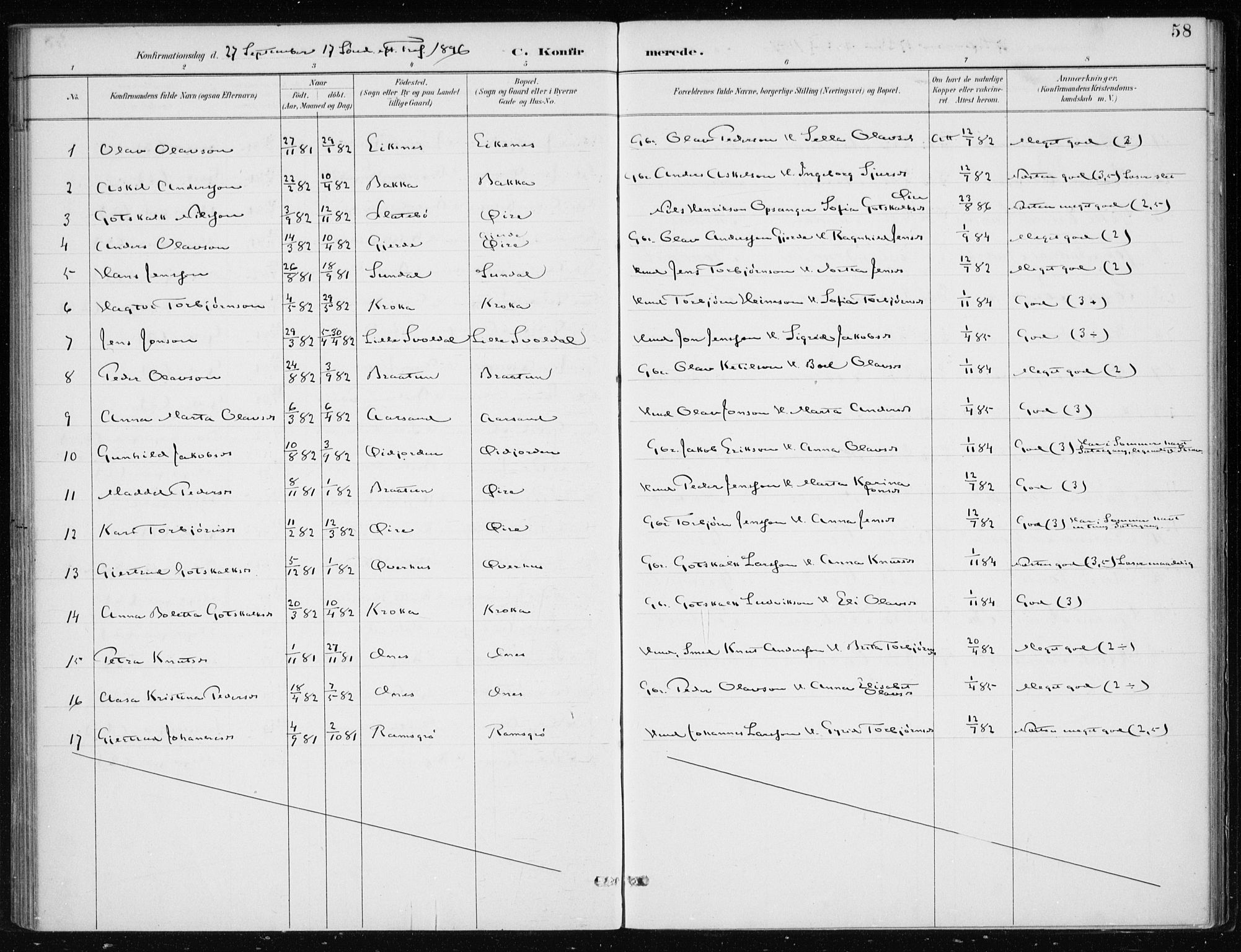 Kvinnherad sokneprestembete, SAB/A-76401/H/Haa: Parish register (official) no. F 1, 1887-1912, p. 58